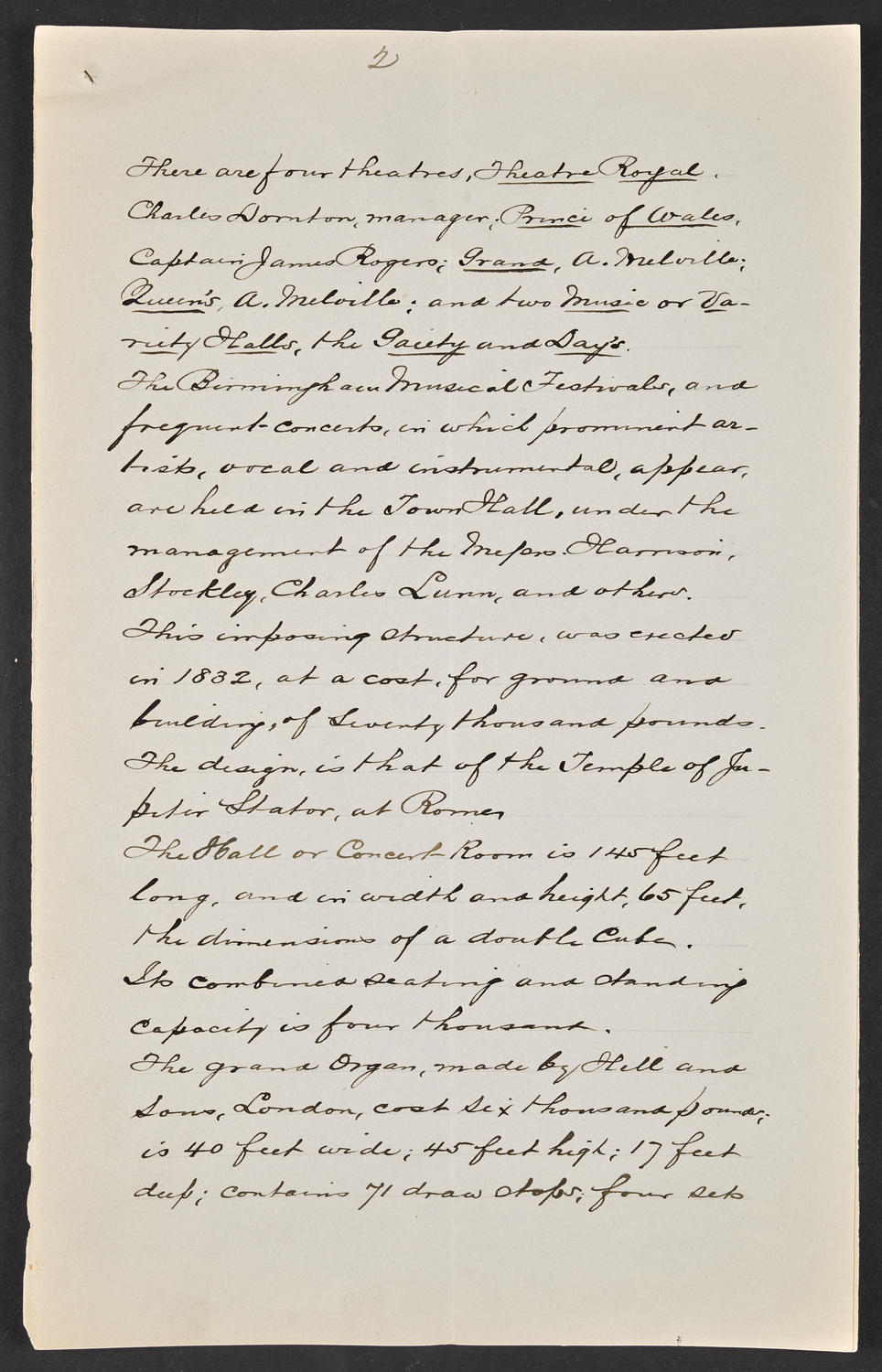 Questionnaire to the theaters of Birmingham, March 3, 1893, page 2 of 8
