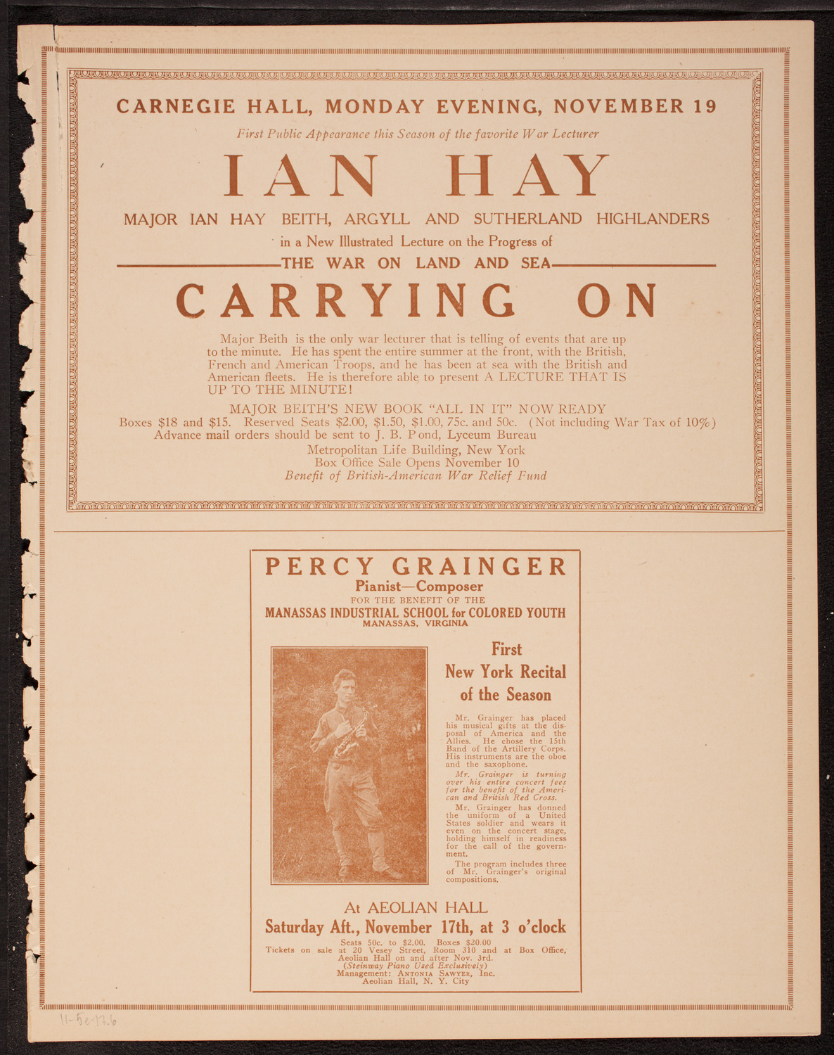 Meeting: The Humanitarian Cult, November 5, 1917, program page 11