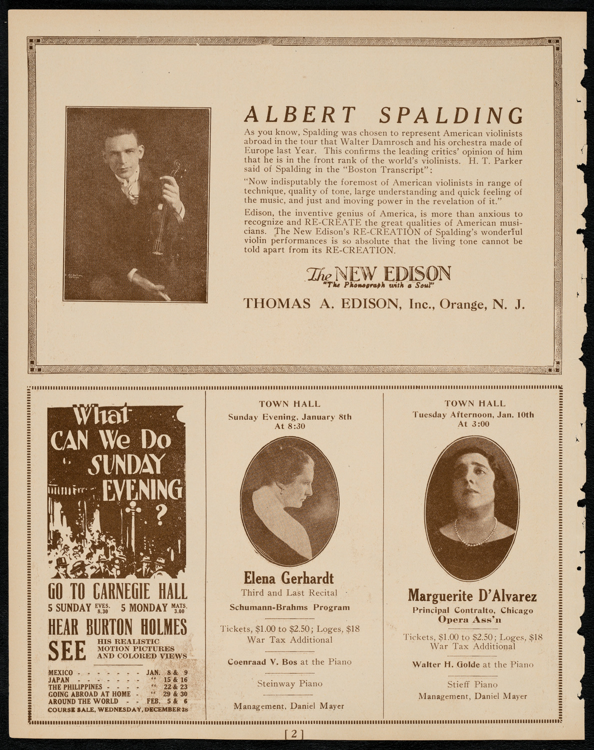 Philadelphia Orchestra, January 3, 1922, program page 2
