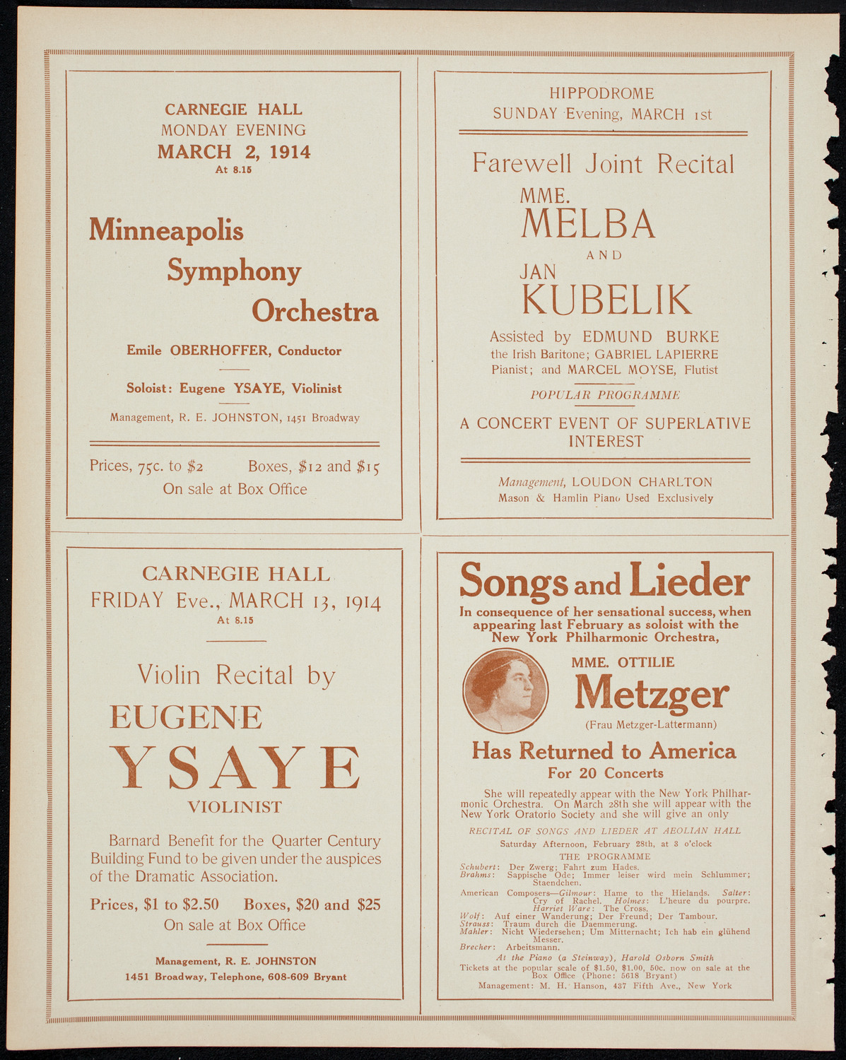 New York Philharmonic, February 27, 1914, program page 10