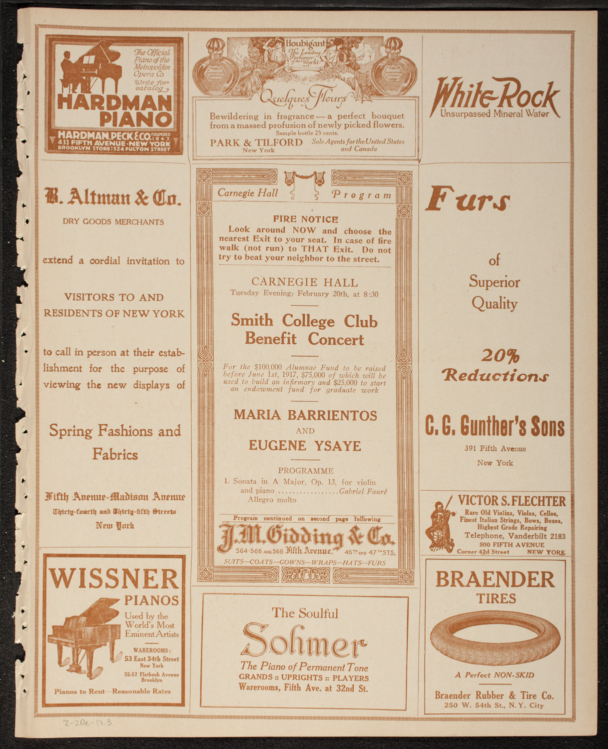 Maria Barrientos and Eugène Ysaÿe, February 20, 1917, program page 5