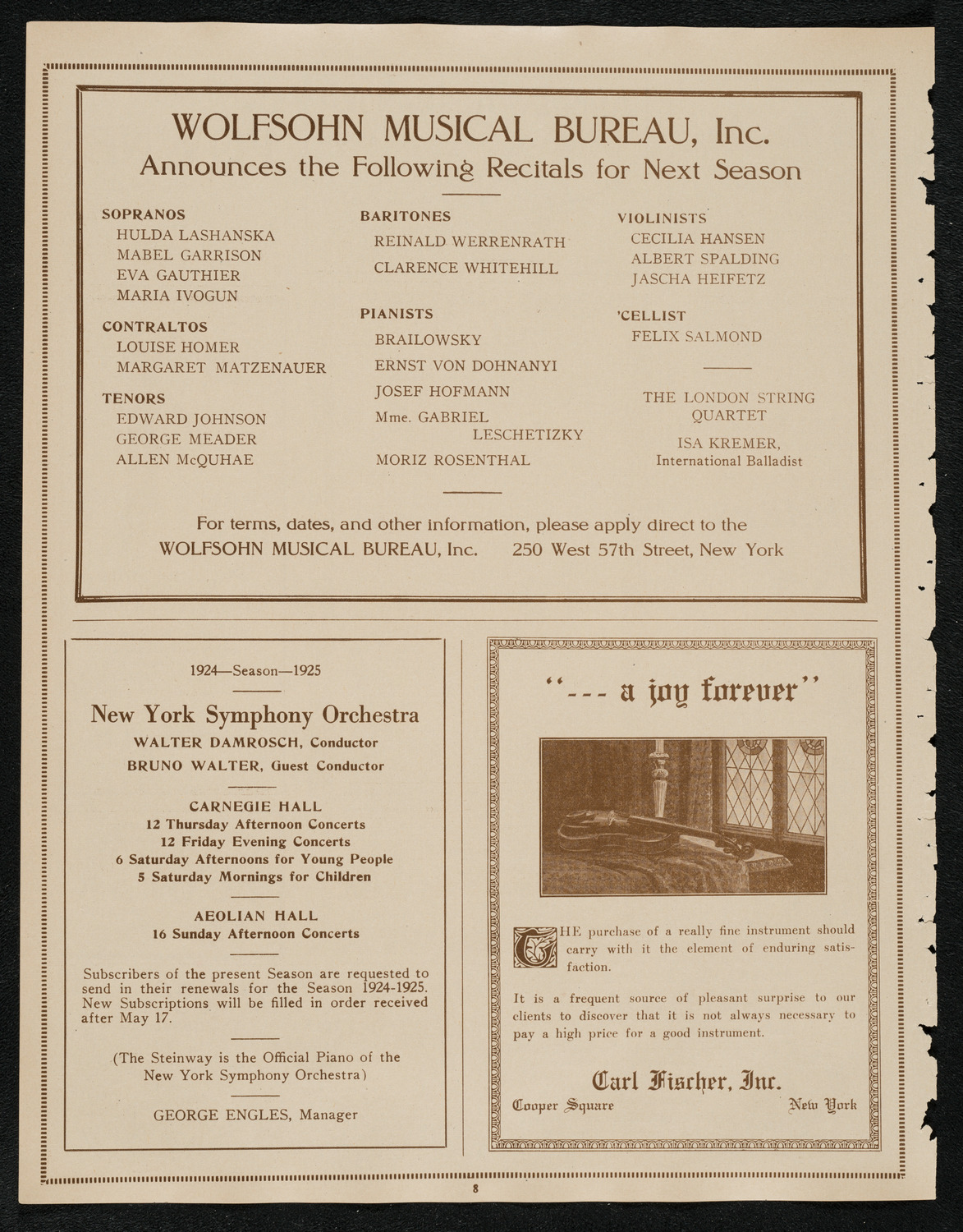 Howard Carter: Last Year's Discoveries, April 25, 1924, program page 8