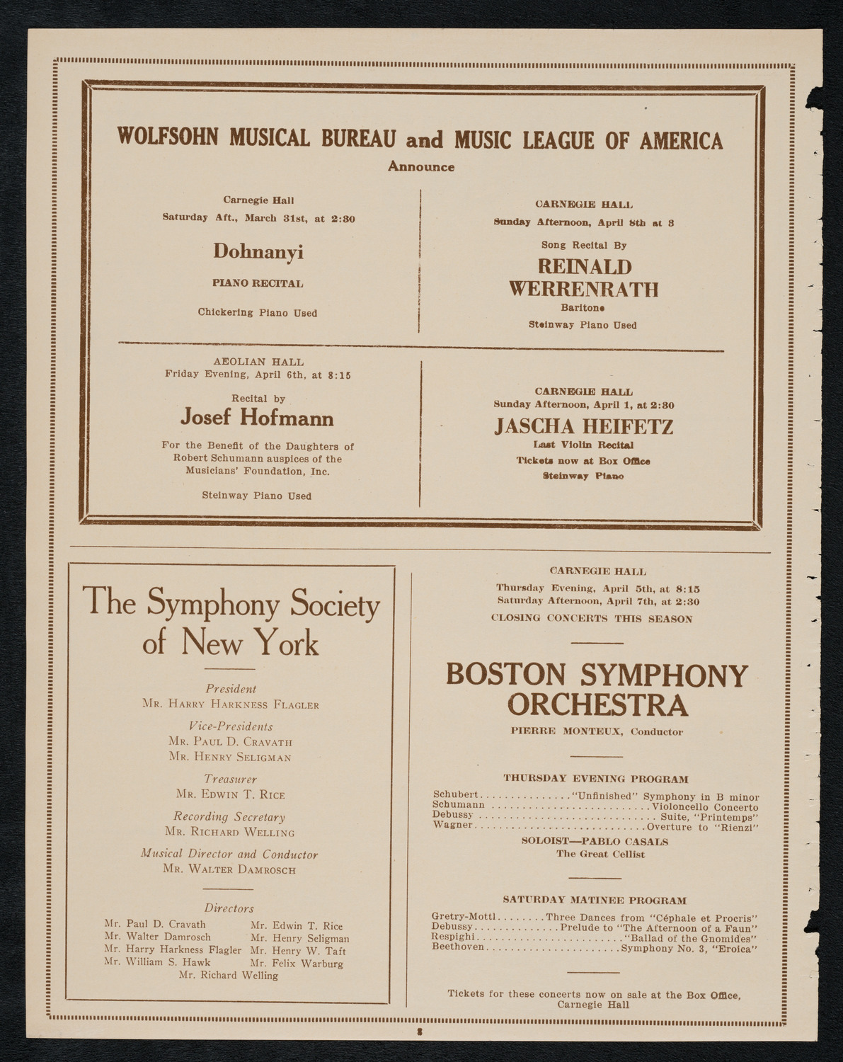 New York Philharmonic, March 28, 1923, program page 8