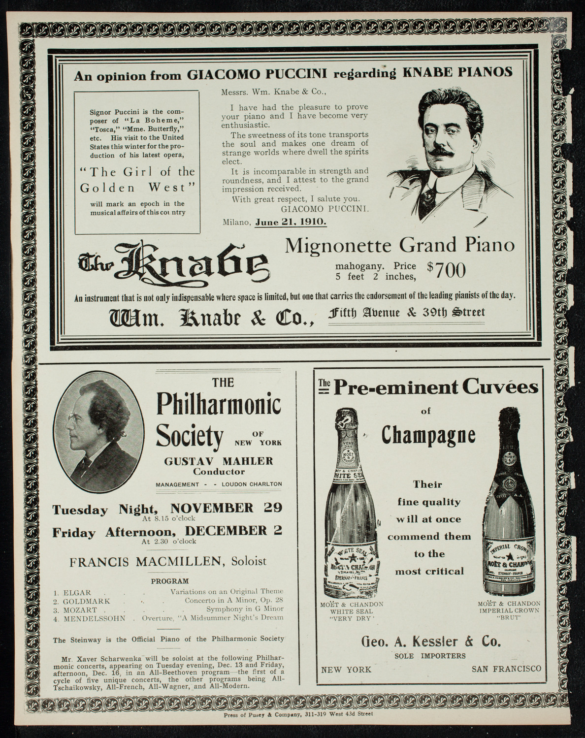 Elmendorf Lecture: Vienna, November 28, 1910, program page 12