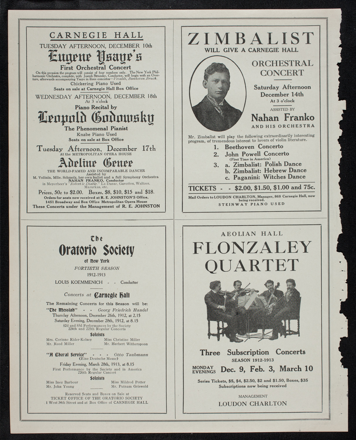 Boston Symphony Orchestra, December 5, 1912, program page 10