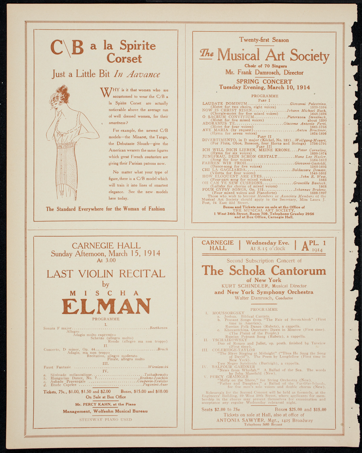New York Symphony Orchestra: Beethoven Festival, March 7, 1914, program page 8