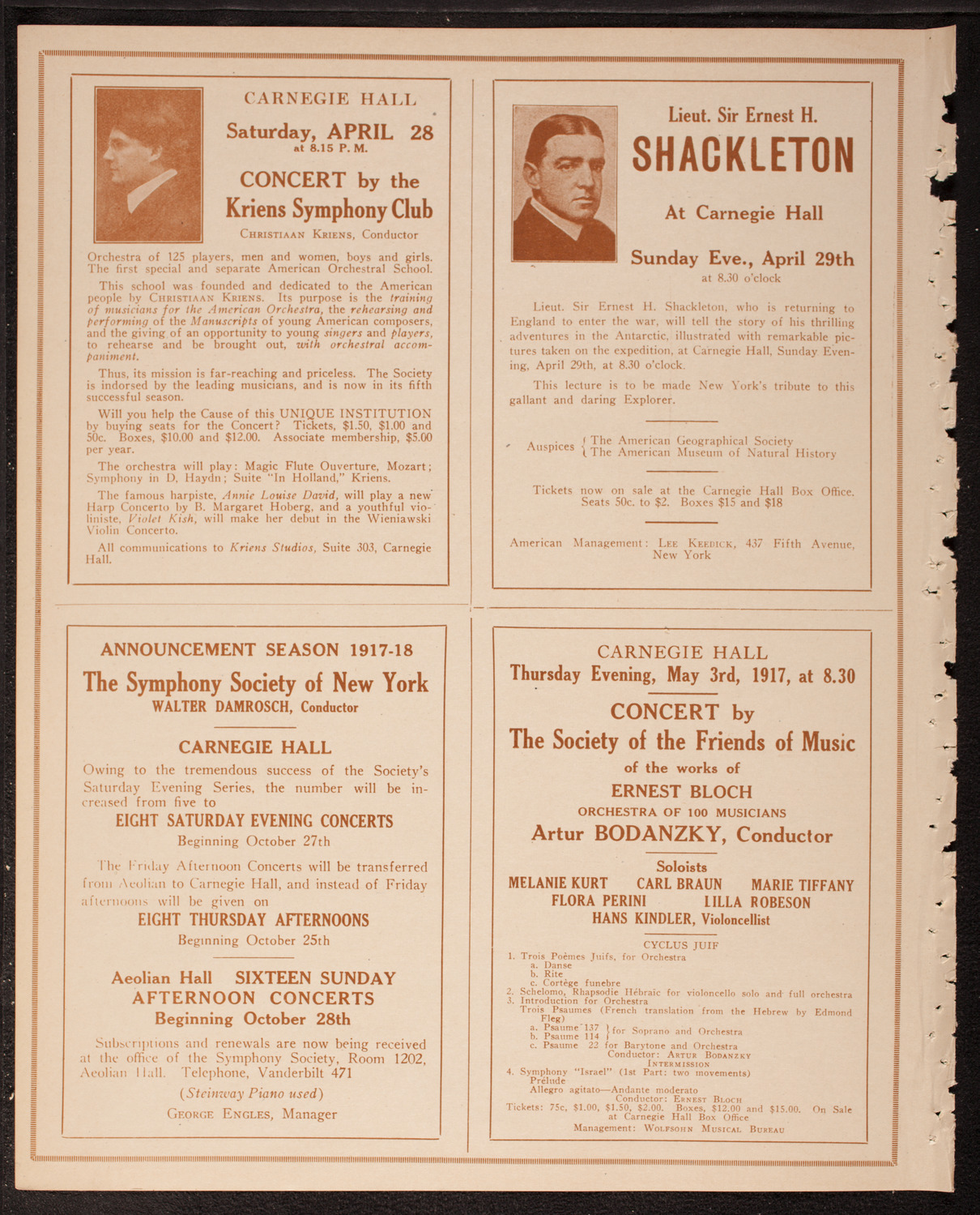 Columbia University Chorus, April 25, 1917, program page 8