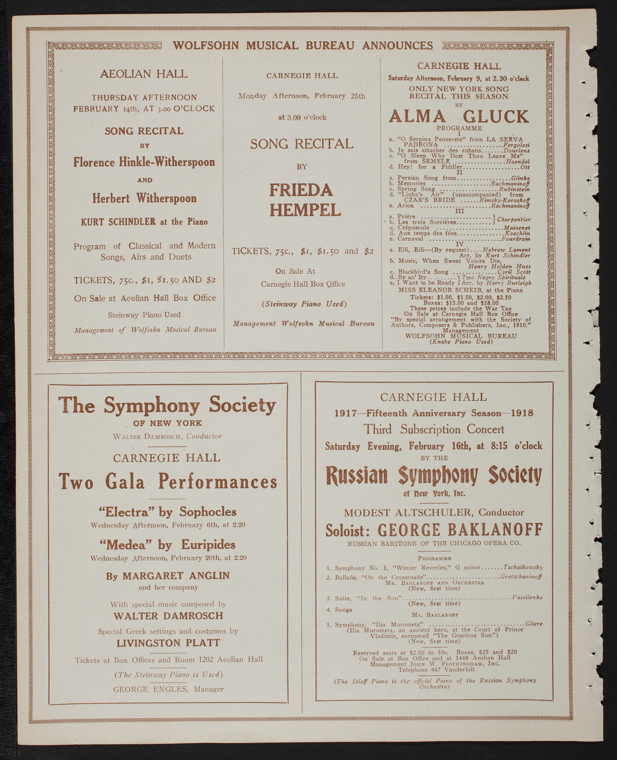 New York Symphony Orchestra, February 2, 1918, program page 8