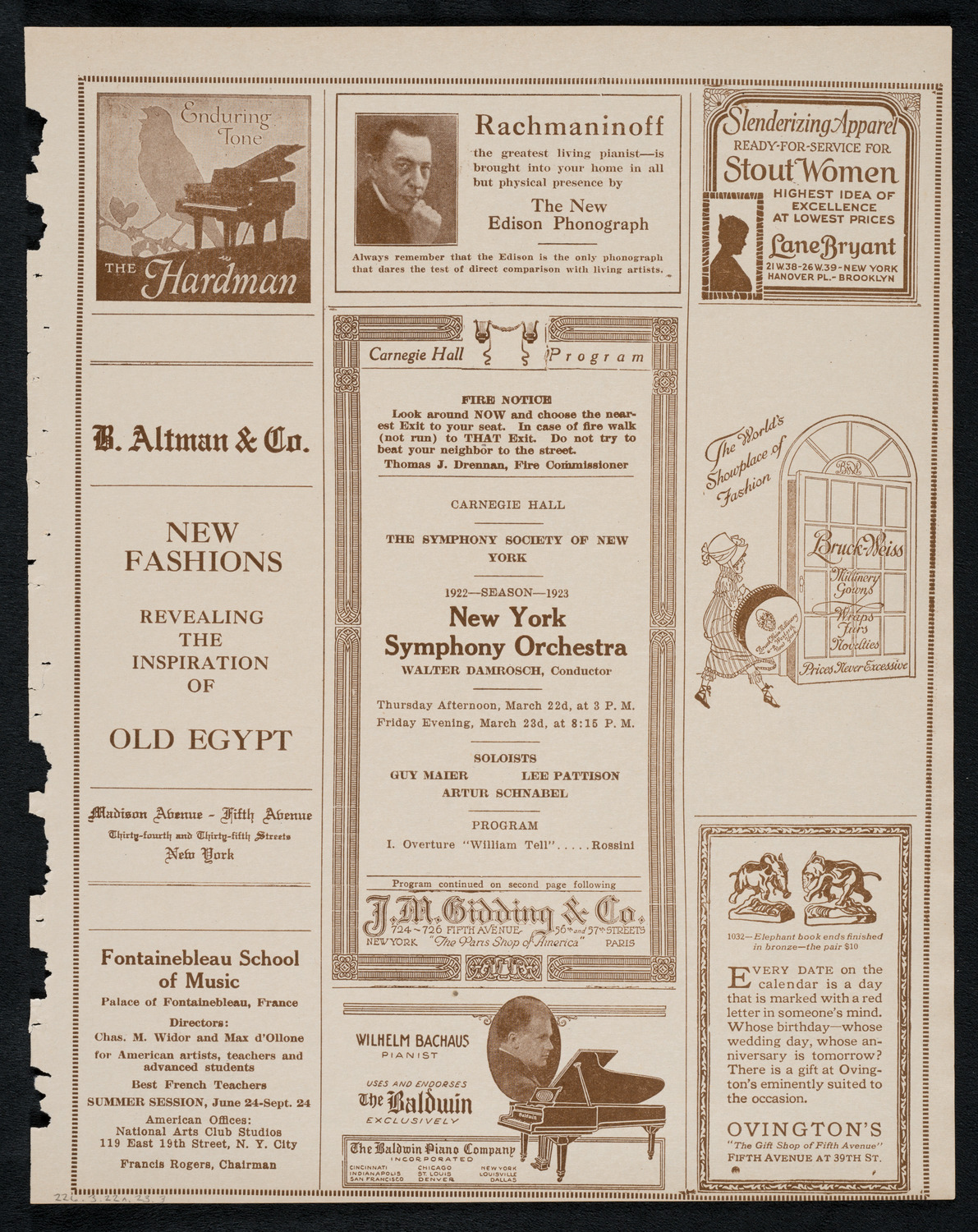 New York Symphony Orchestra, March 22, 1923, program page 5