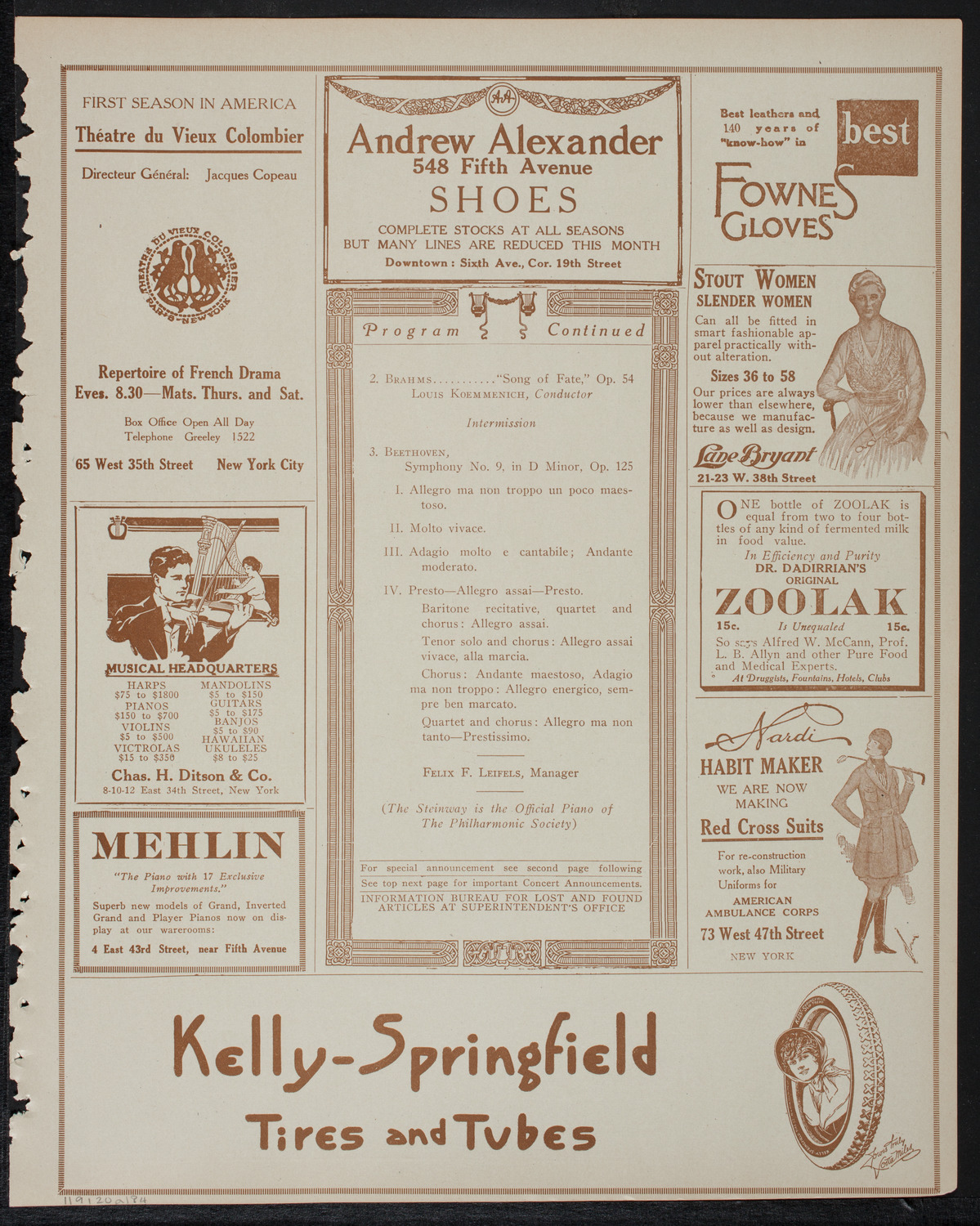 New York Philharmonic: Beethoven-Brahms Festival, January 20, 1918, program page 7
