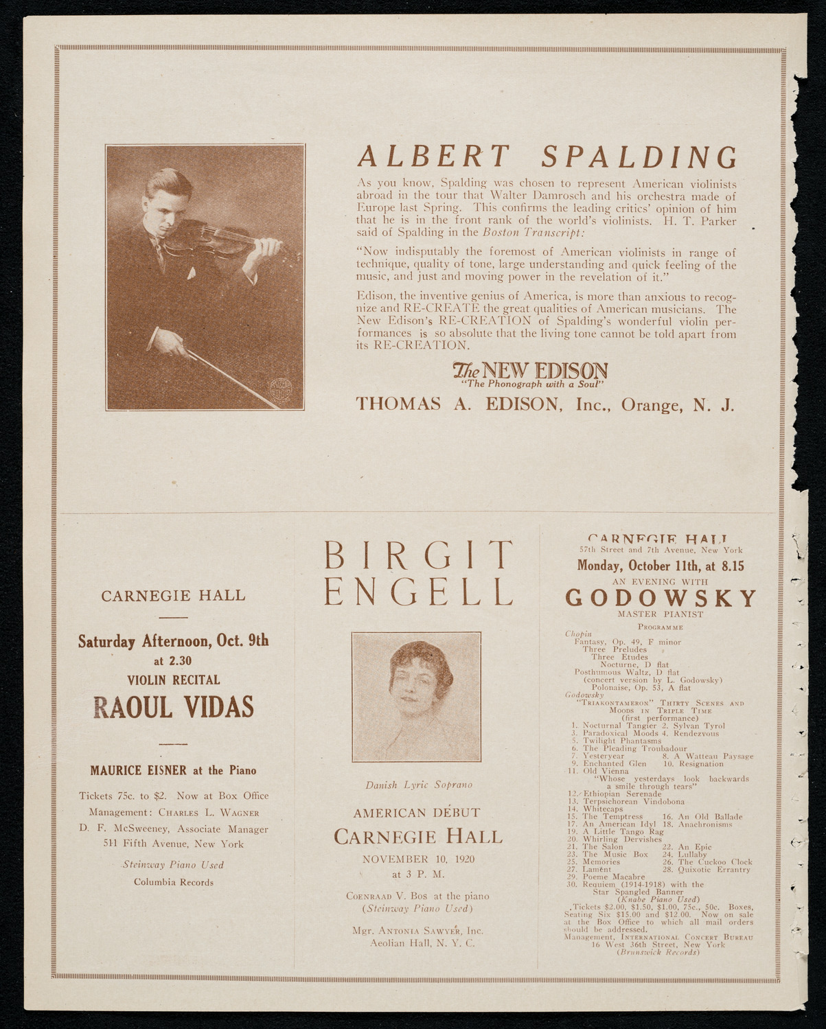 Jenny Lind Centennial Concert, October 6, 1920, program page 2