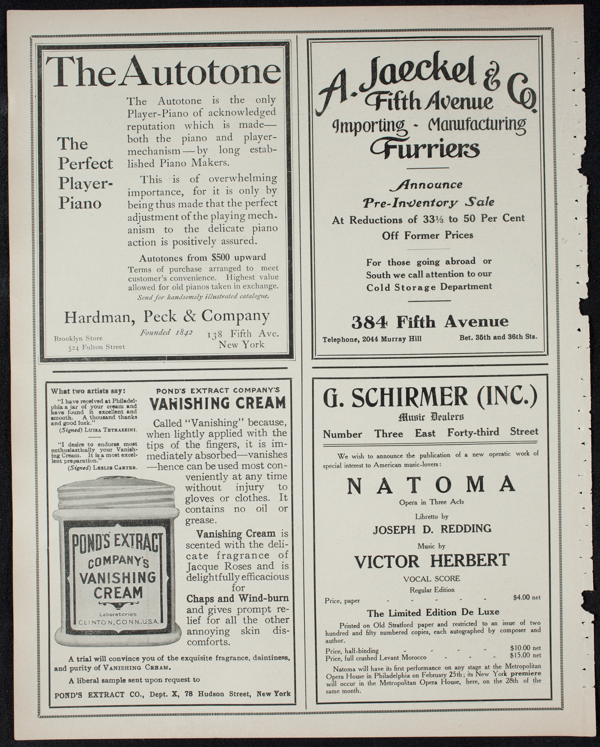 New York Philharmonic, February 14, 1911, program page 8