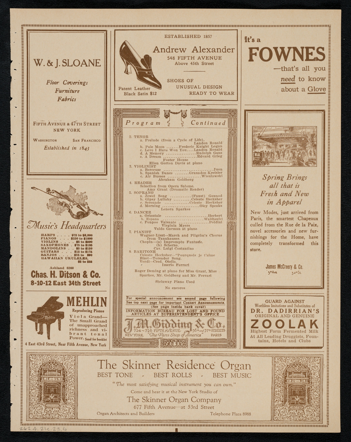 Benefit: St. Andrews One Cent Coffee Stands Society, April 21, 1923, program page 7