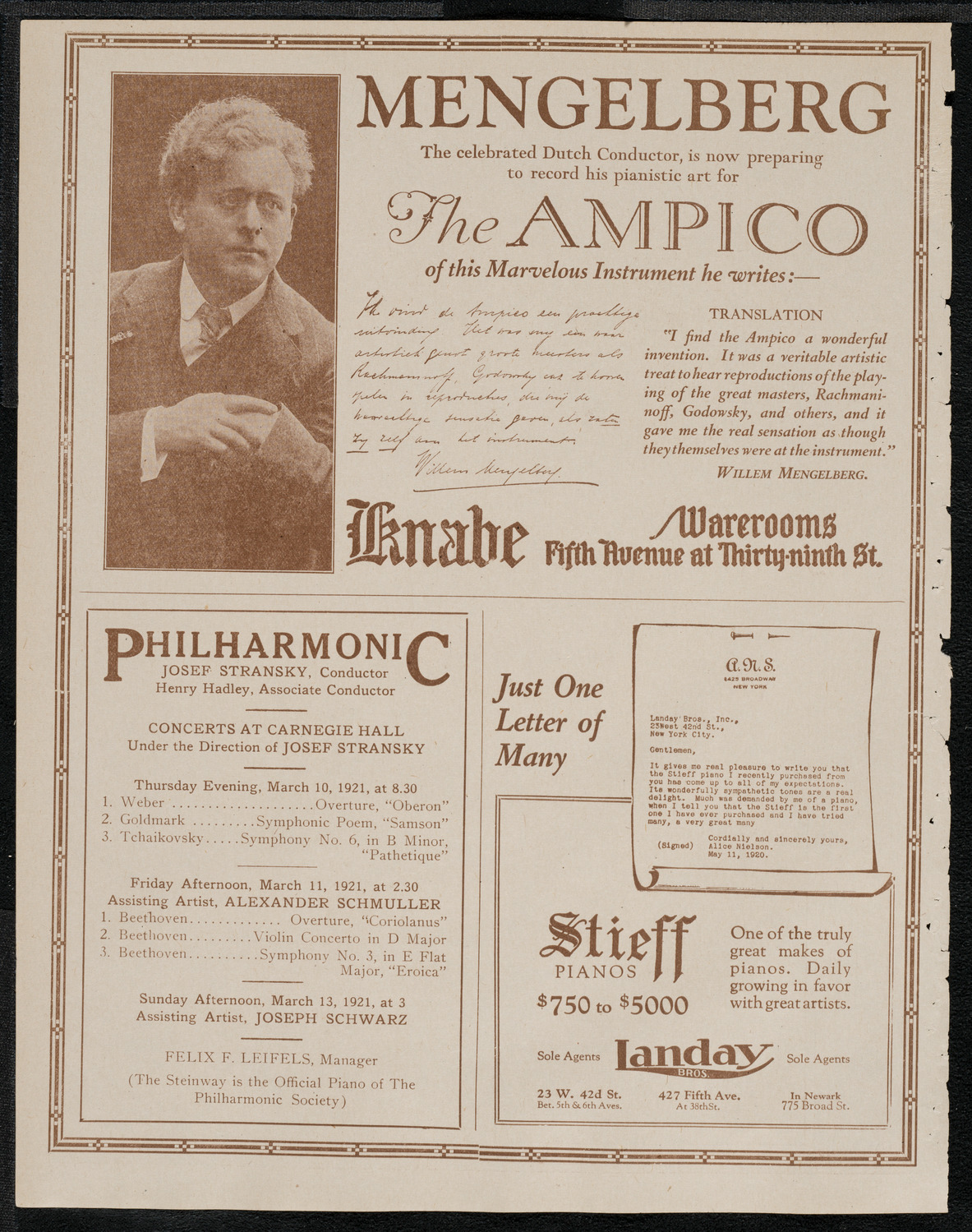 National Symphony Orchestra, March 9, 1921, program page 12