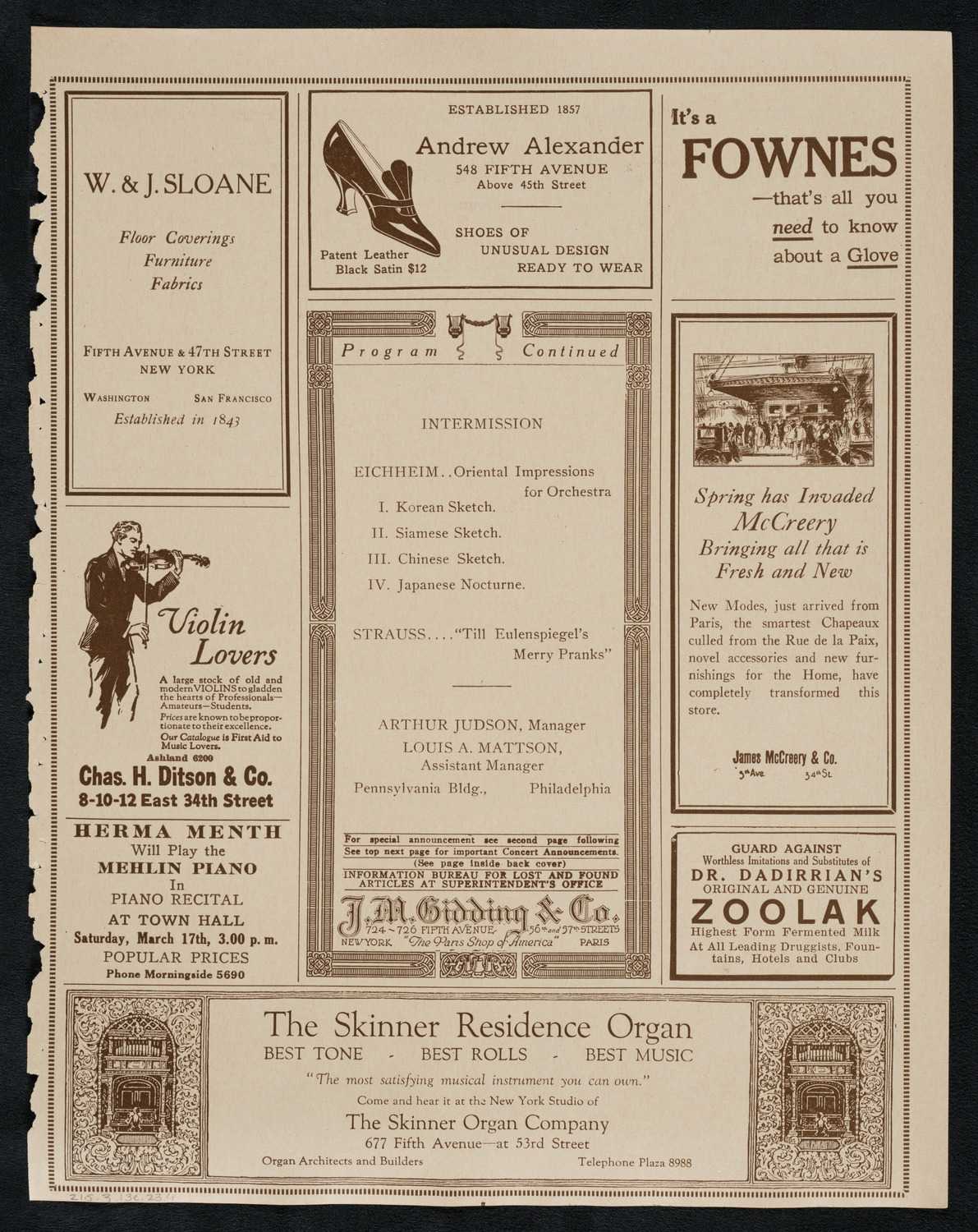 Philadelphia Orchestra, March 13, 1923, program page 7