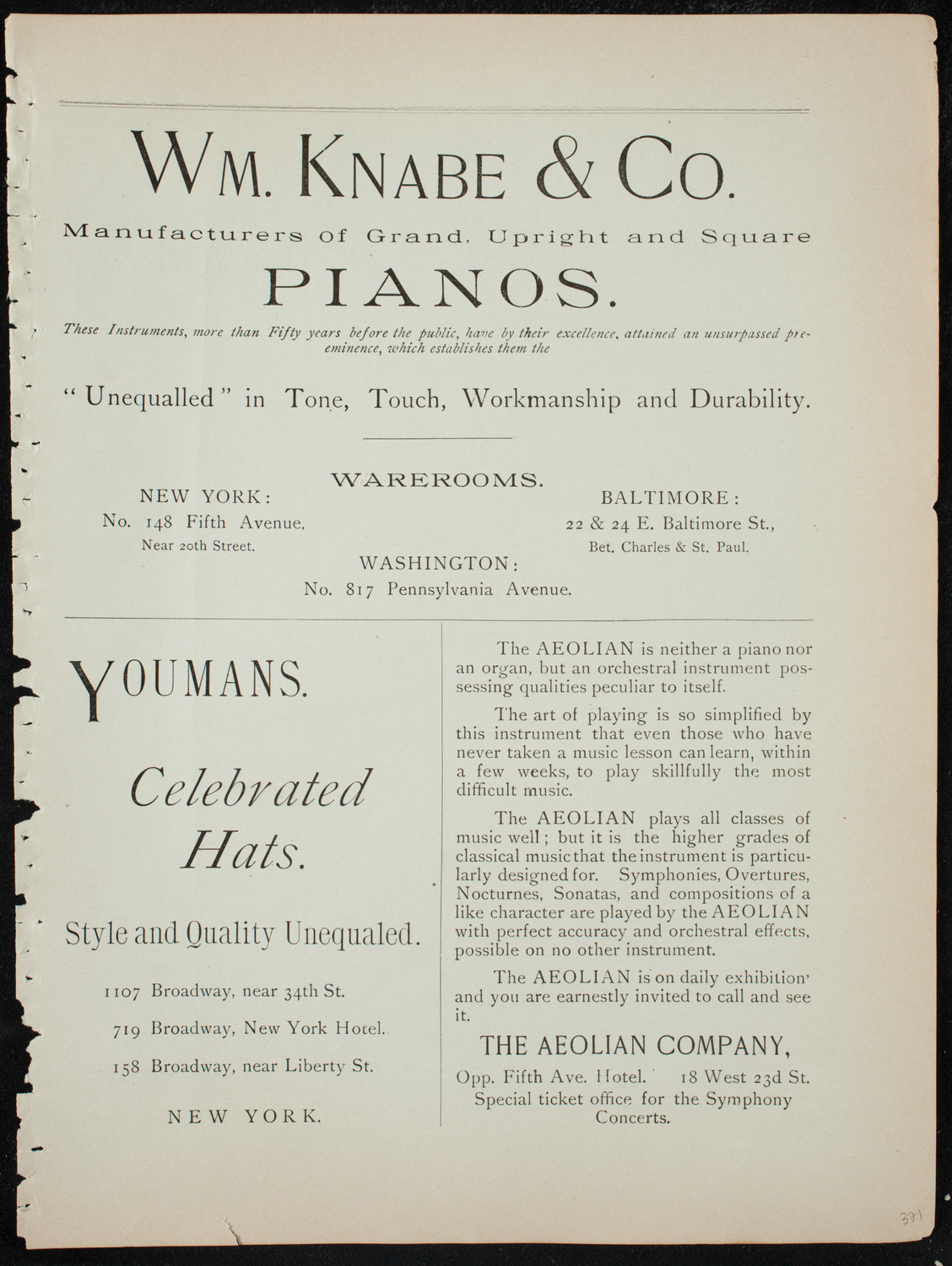 Benefit: West Side Day Nursery and Industrial School, December 14, 1891, program page 3