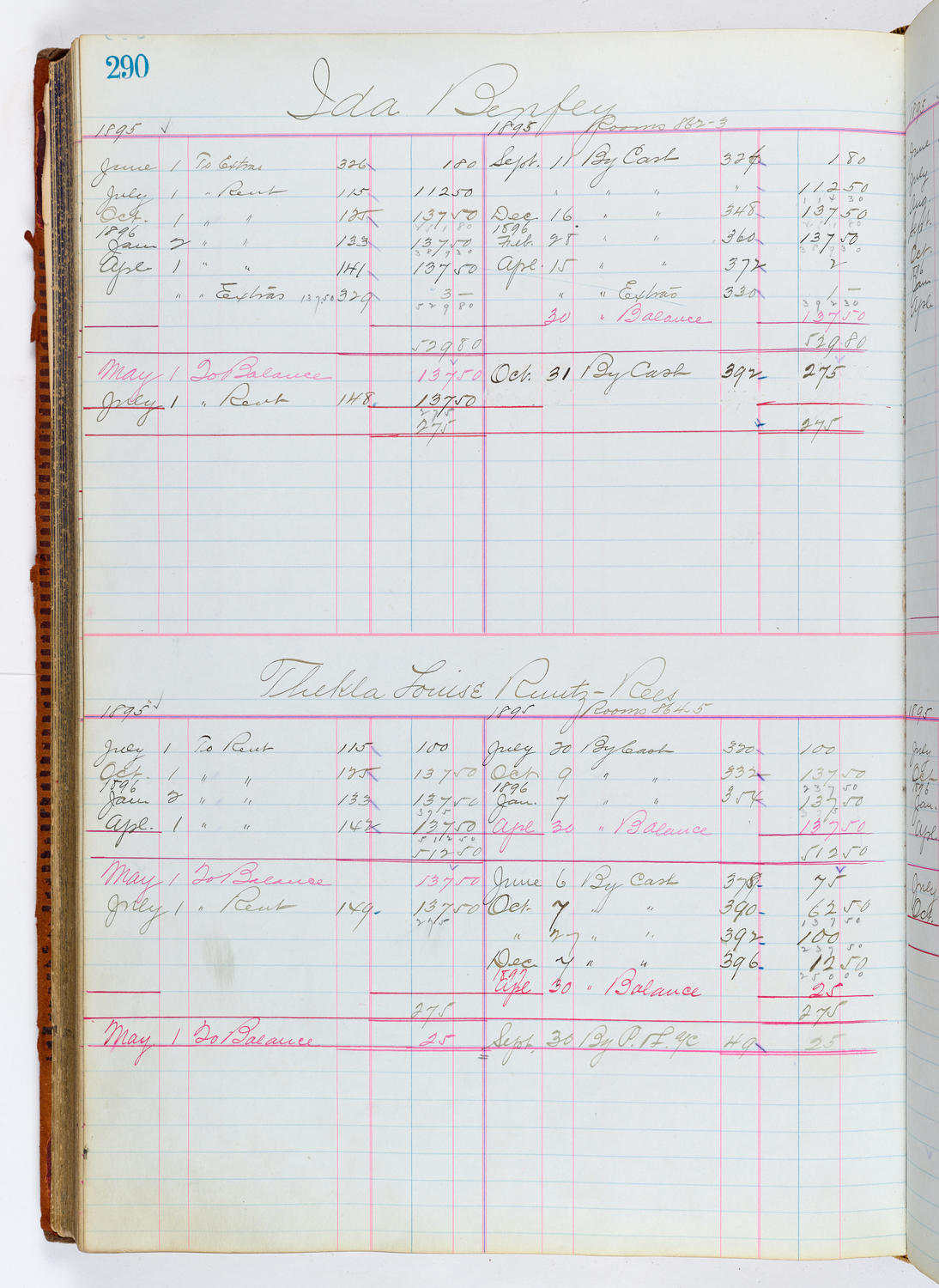 Music Hall Accounting Ledger, volume 1, page 290
