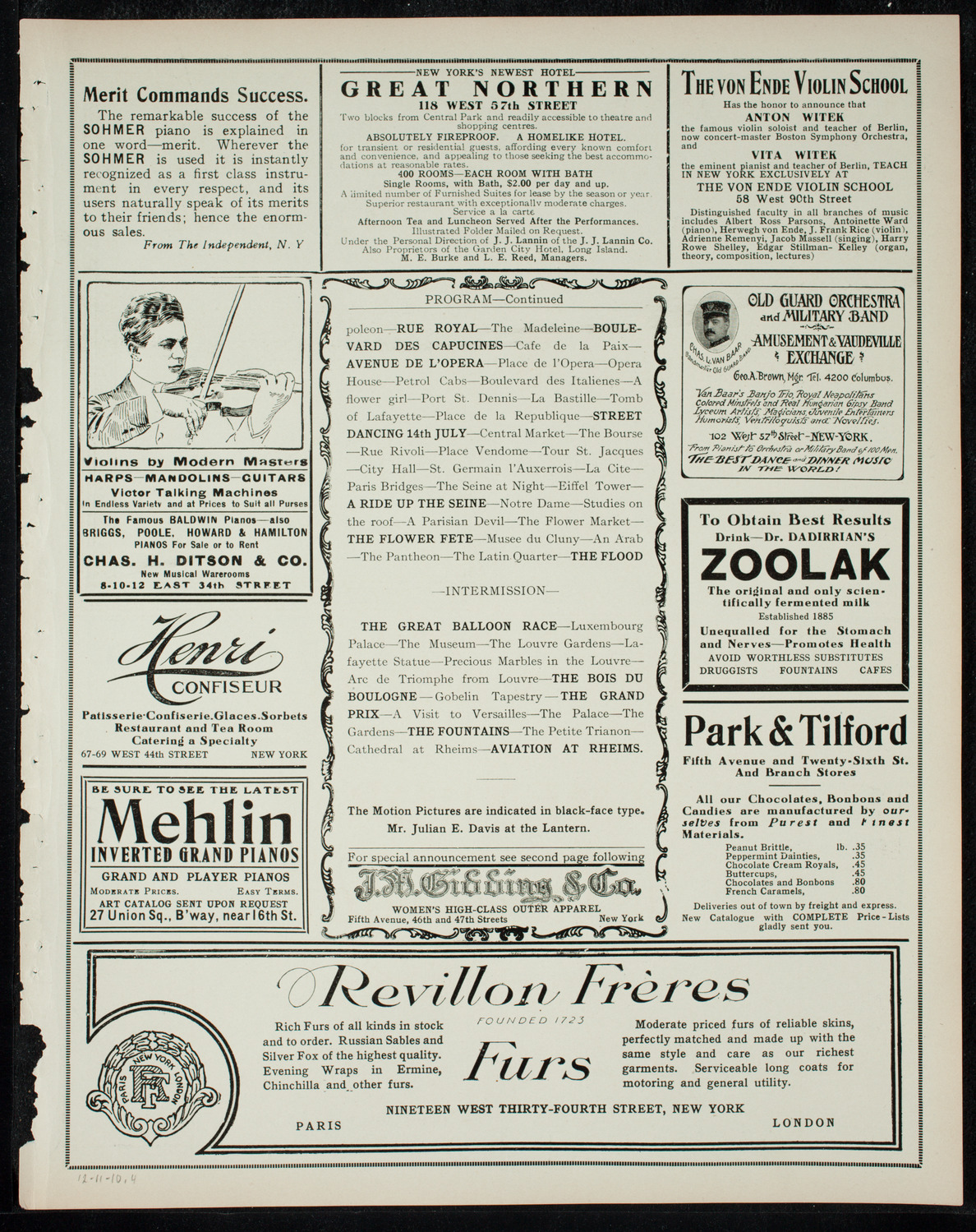 Elmendorf Lecture: Paris, December 11, 1910, program page 7