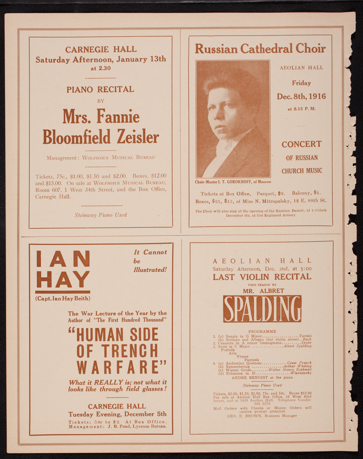 Ethel Leginska, Piano, December 1, 1916, program page 10