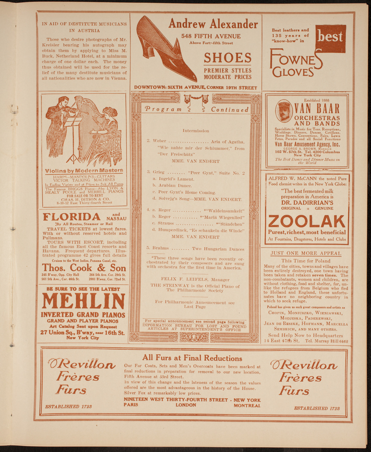 New York Philharmonic, February 28, 1915, program page 7