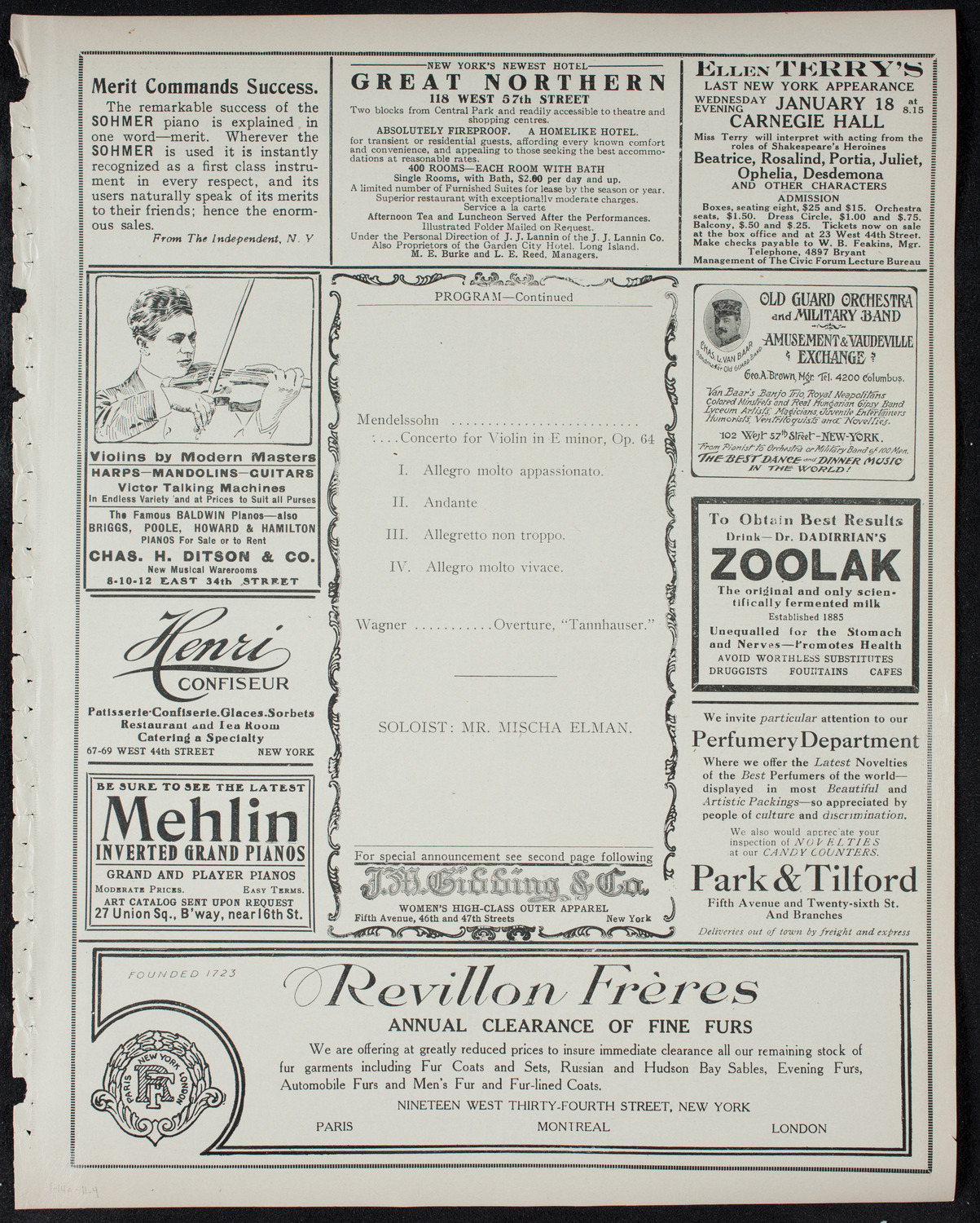 Boston Symphony Orchestra, January 14, 1911, program page 7