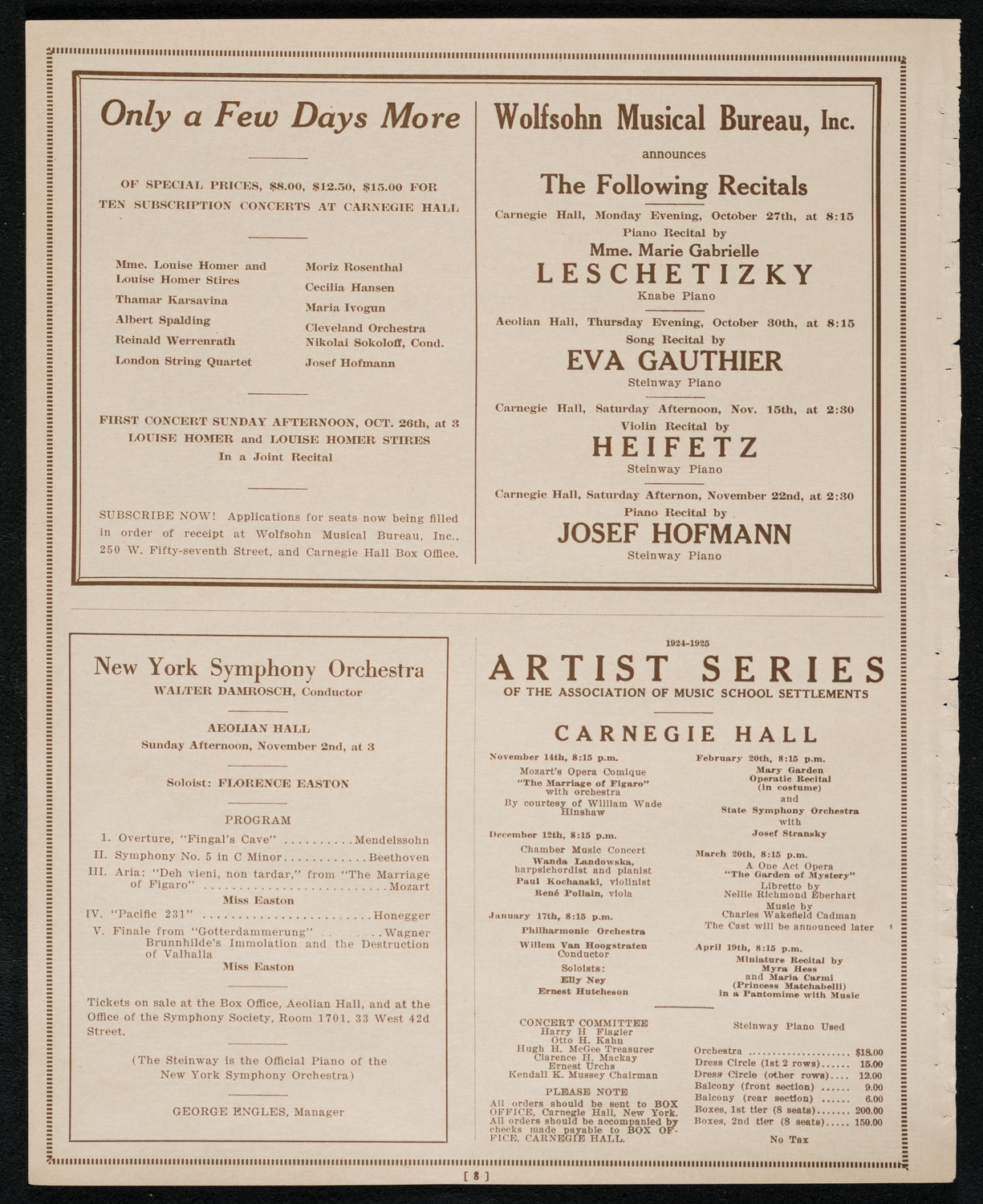Louise Homer, Contralto, and Louise Homer Stires, Soprano, October 26, 1924, program page 8
