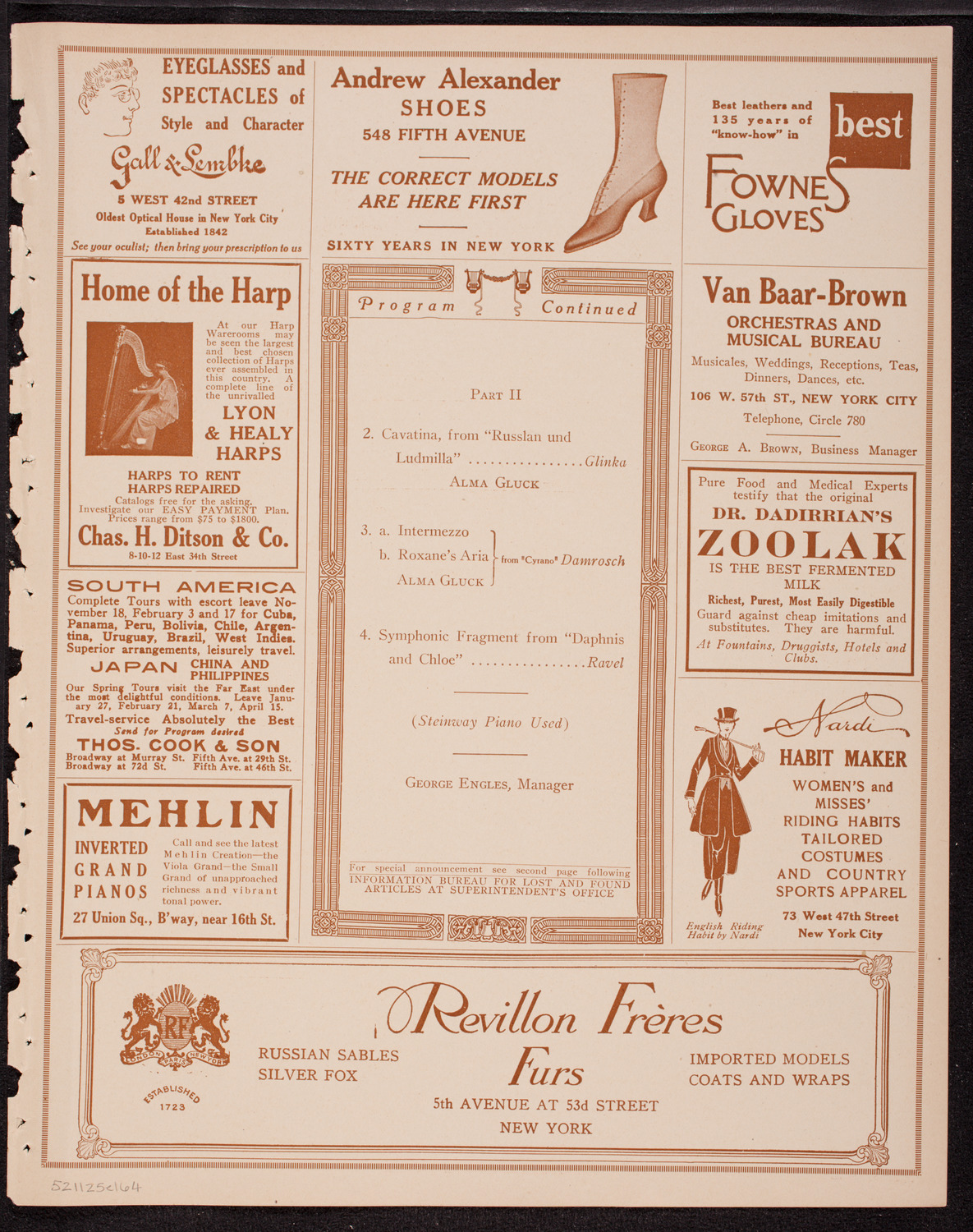 New York Symphony Orchestra, November 25, 1916, program page 7