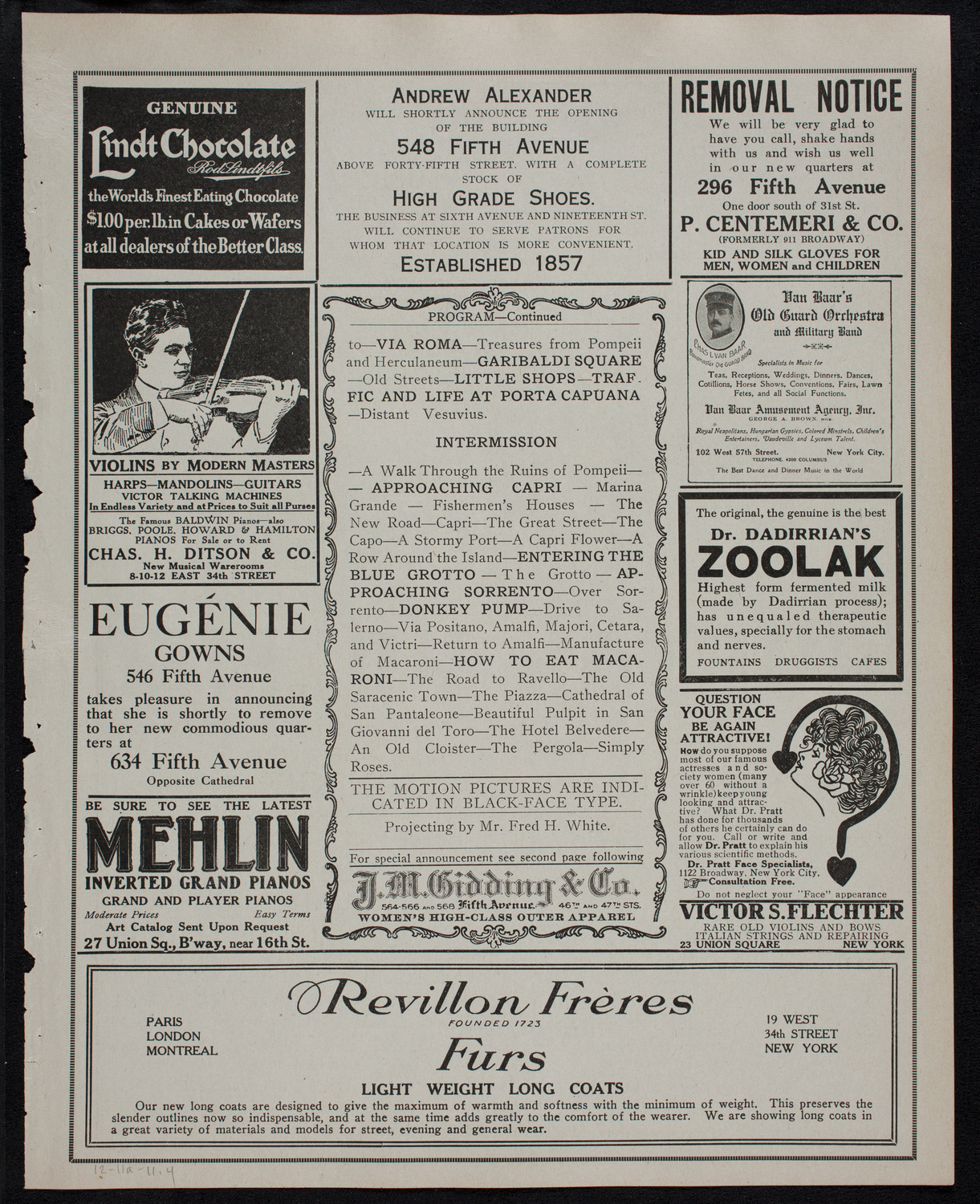 Elmendorf Lecture: Naples and Environs, December 11, 1911, program page 7