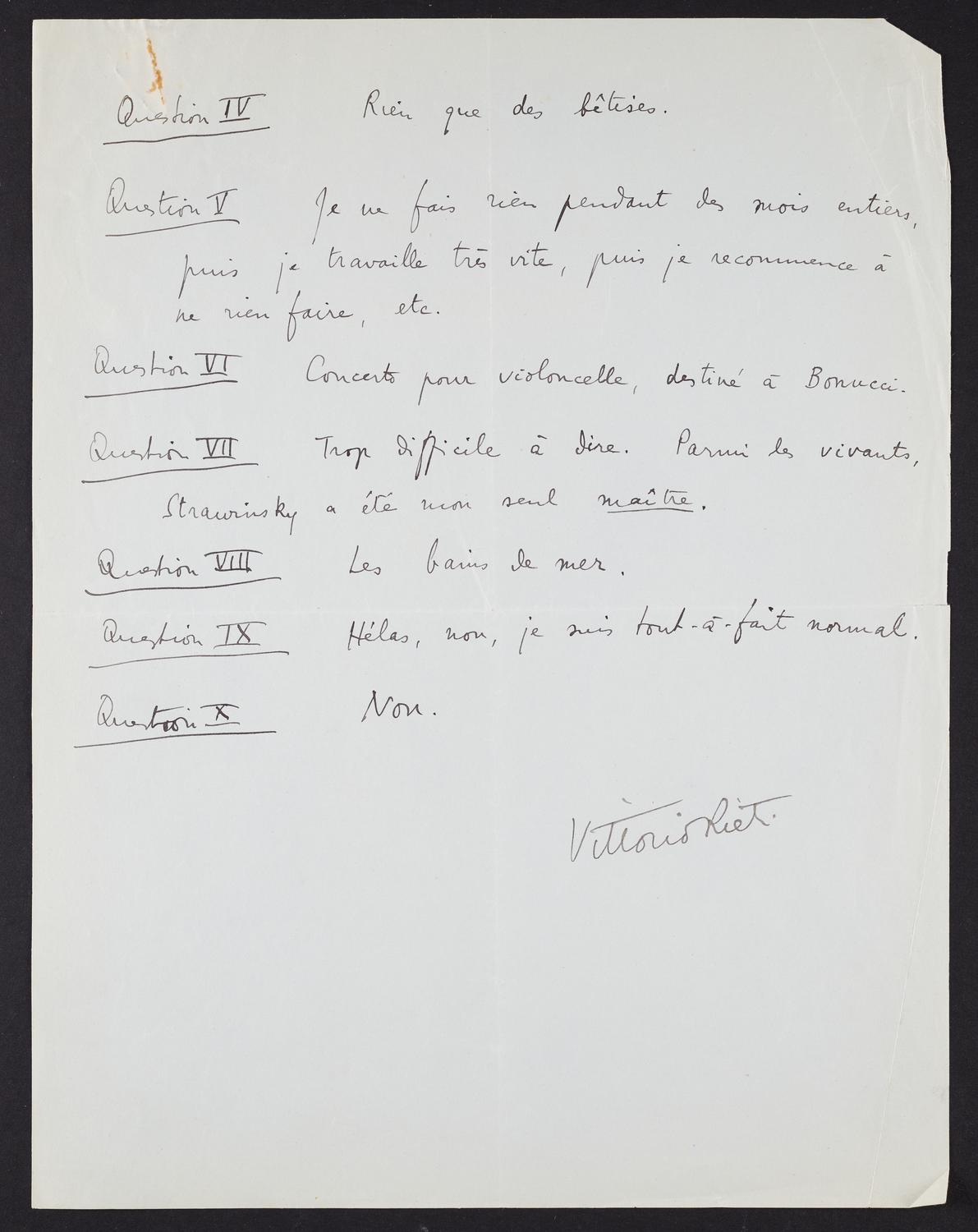 Correspondence from Vittorio Rieti to David Ewen, page 3 of 3