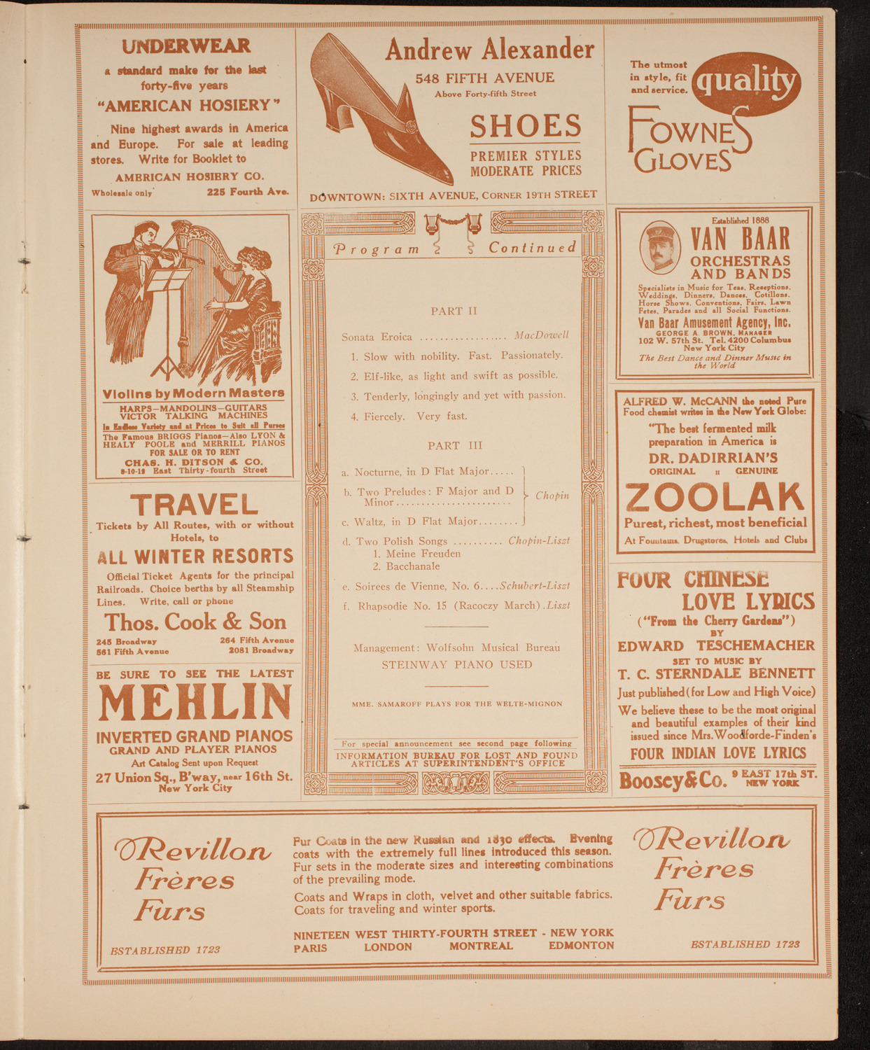 Olga Samaroff, Piano, November 28, 1914, program page 7