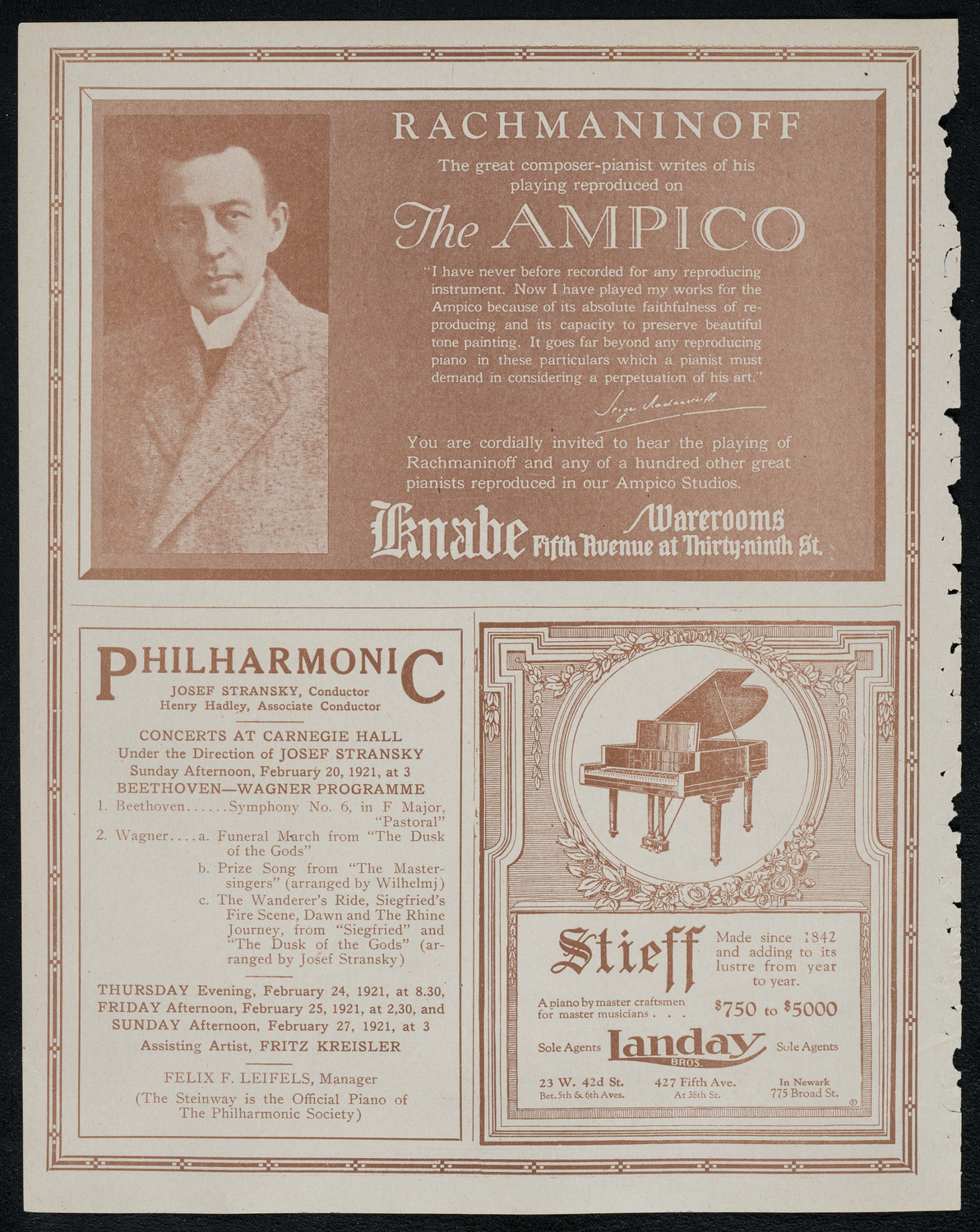 New York Philharmonic, February 13, 1921, program page 12
