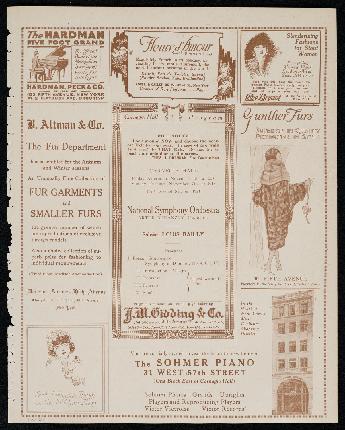 National Symphony Orchestra, November 5, 1920, program page 5