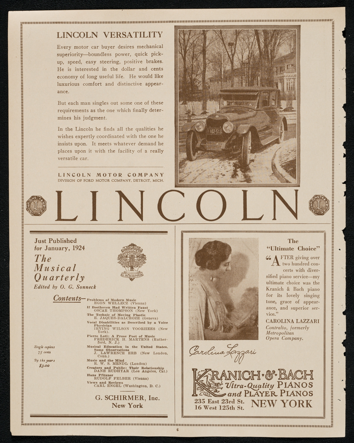 New York Philharmonic, January 18, 1924, program page 6