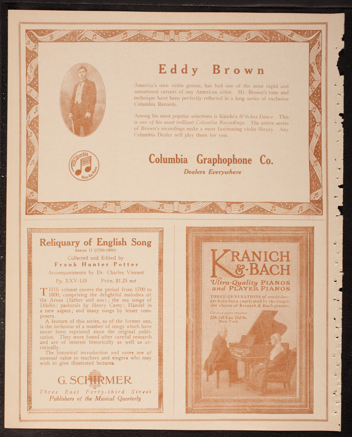 Eddy Brown, Violin, March 29, 1917, program page 8