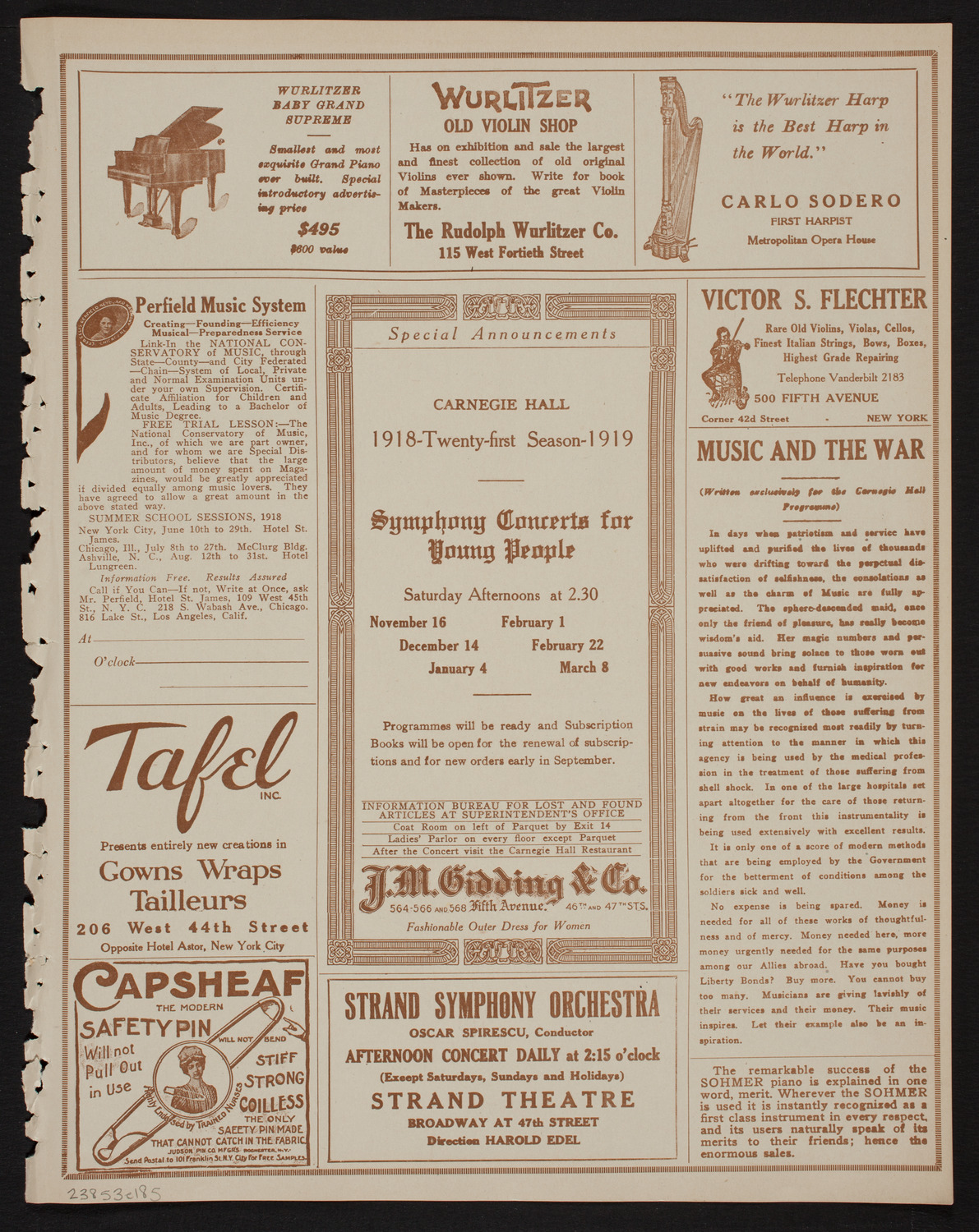 Columbia University Chorus, May 3, 1918, program page 9