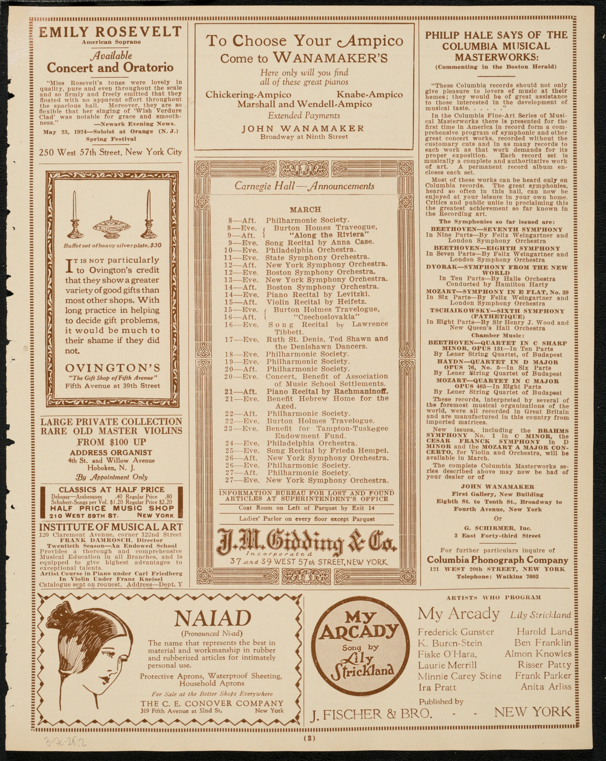 Ninth Annual Intercollegiate Glee Club Contest, March 7, 1925, program page 3