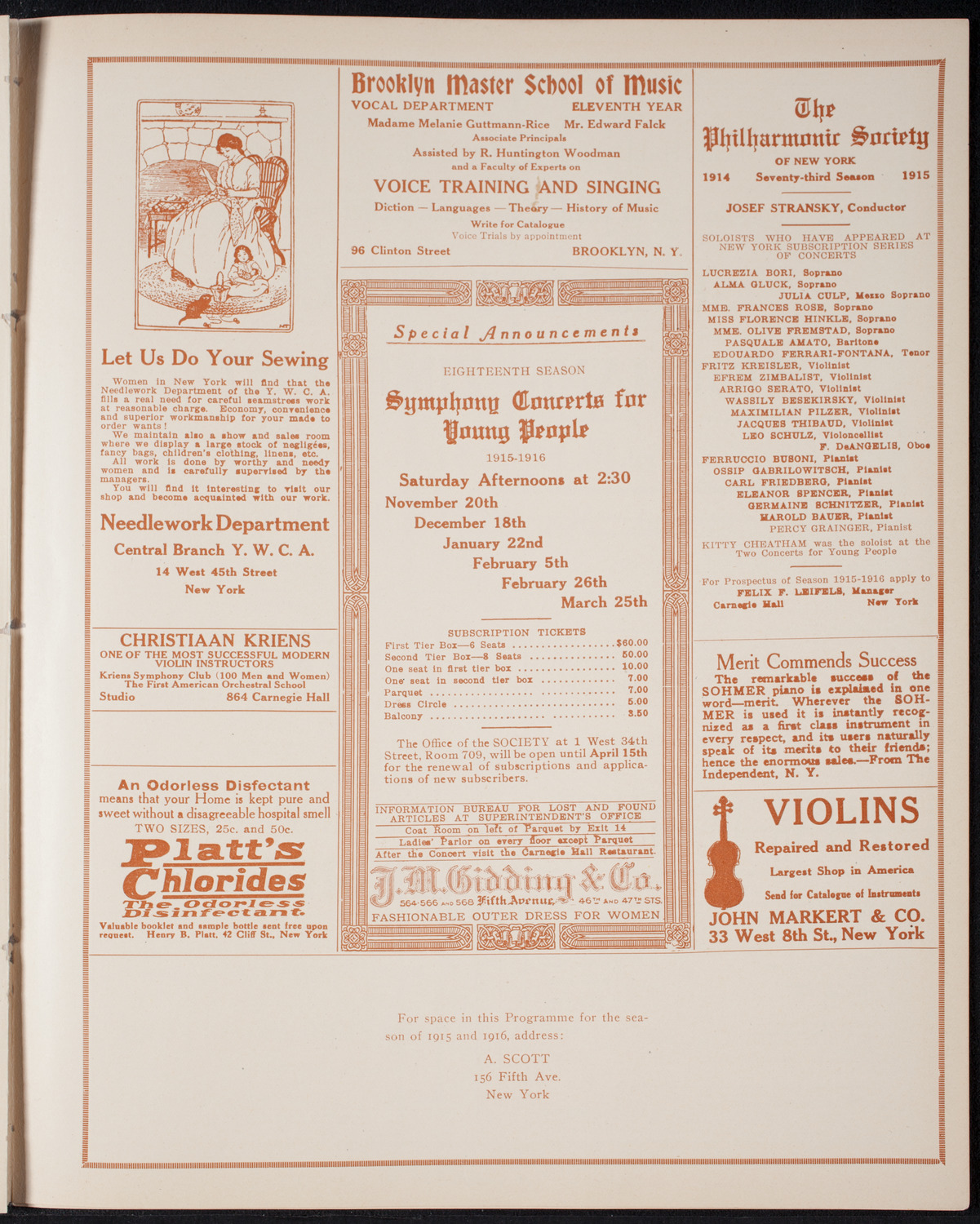 Fritz Kreisler, Violin, April 3, 1915, program page 9