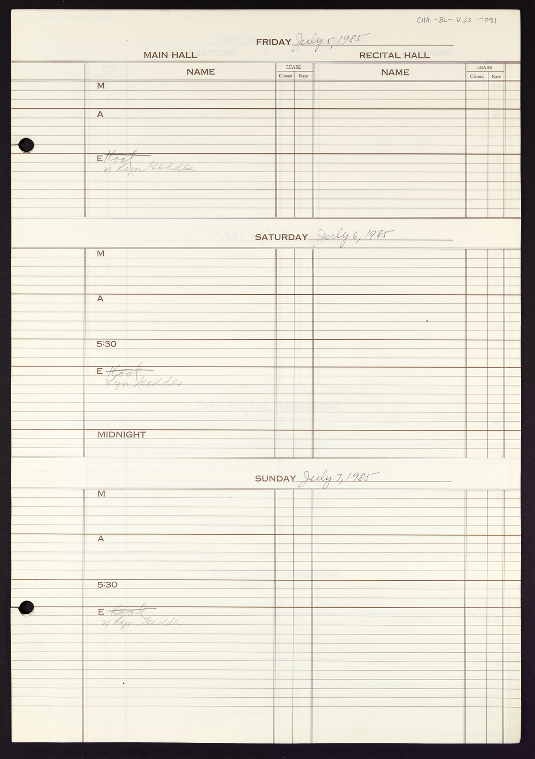 Carnegie Hall Booking Ledger, volume 30, page 91