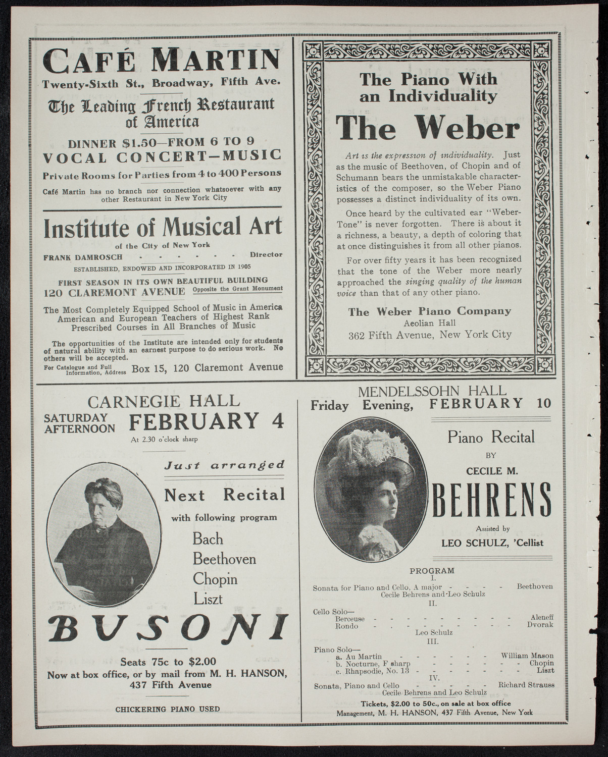 Marcella Sembrich, Soprano, January 24, 1911, program page 6