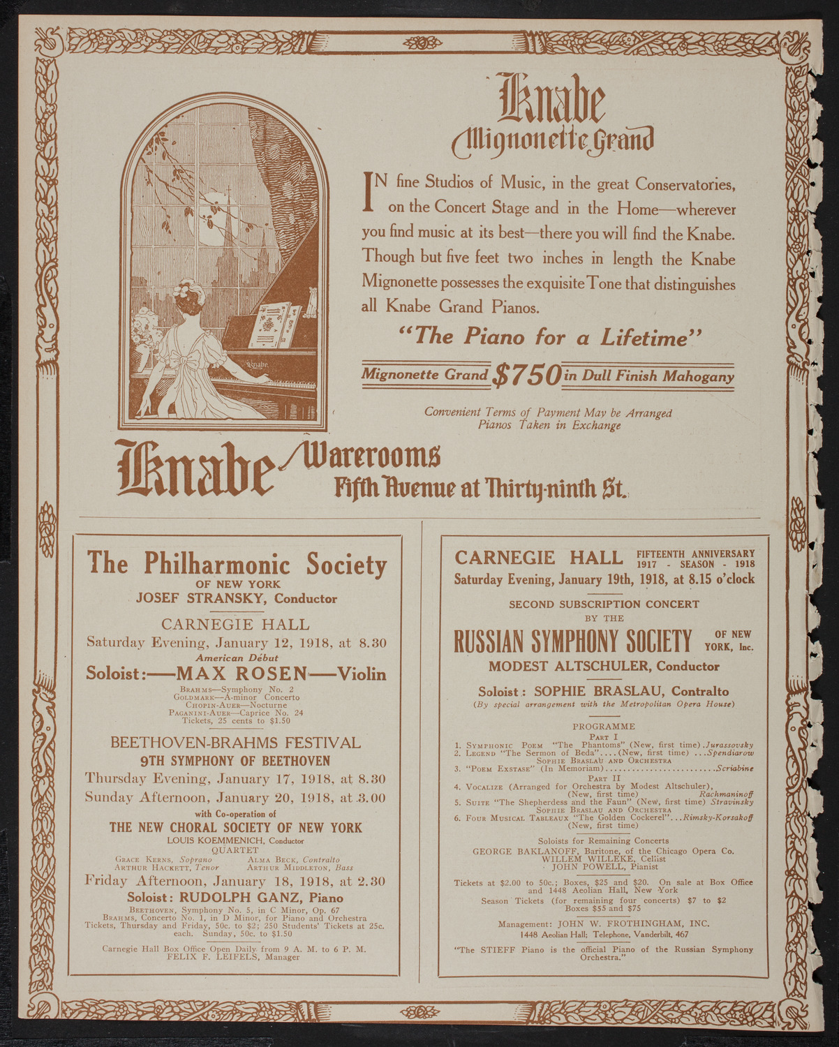 New York Philharmonic, January 11, 1918, program page 12
