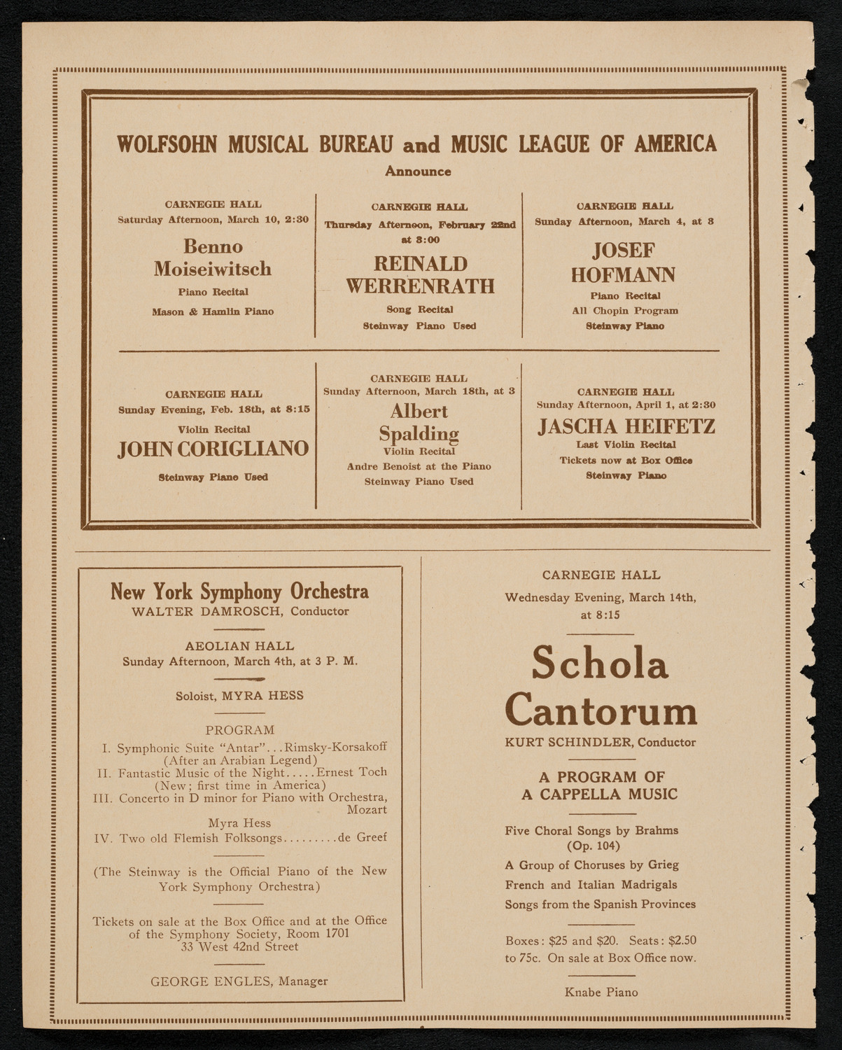 New York Philharmonic, February 18, 1923, program page 8