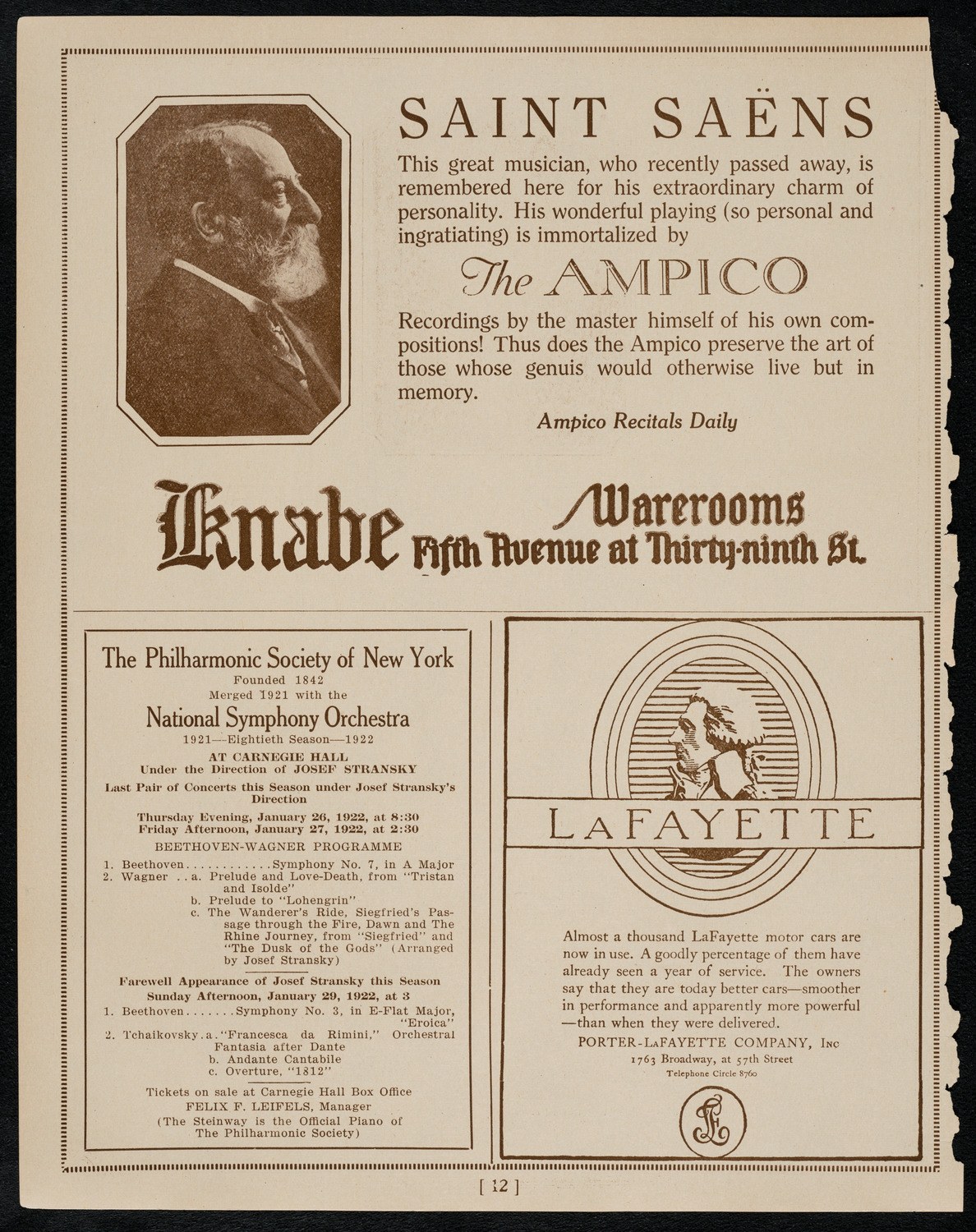 Cleveland Orchestra, January 24, 1922, program page 12