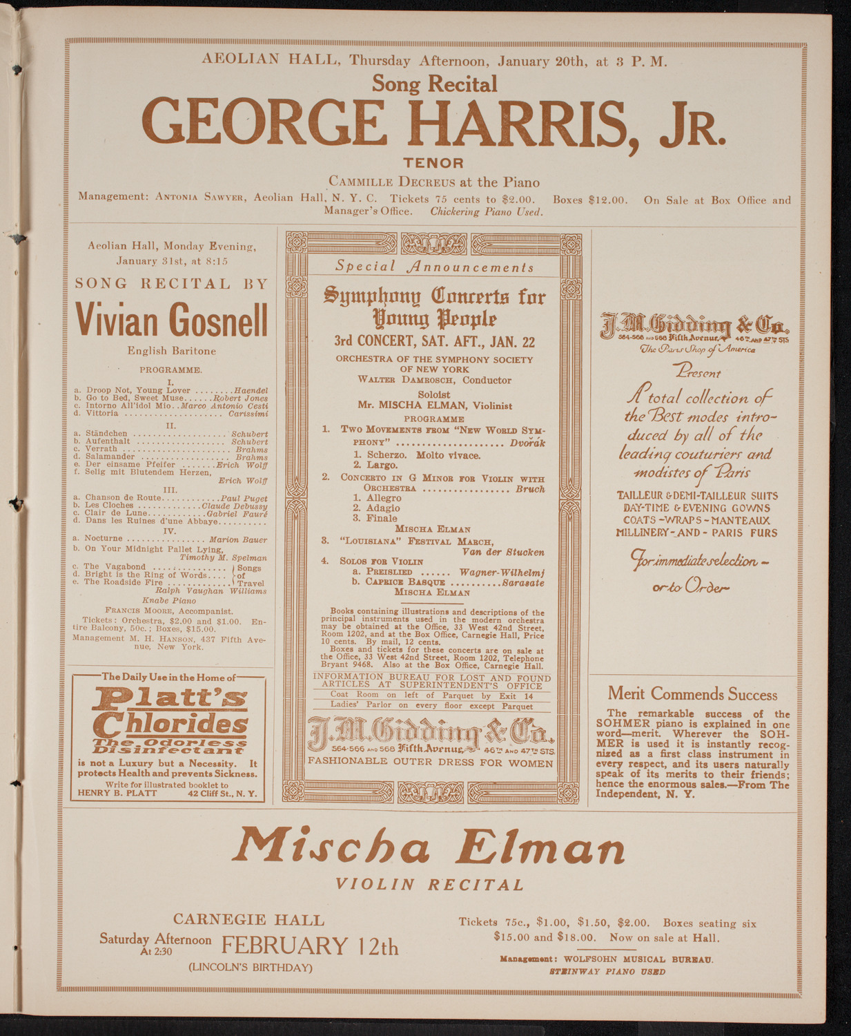 John McCormack, Tenor, January 16, 1916, program page 9