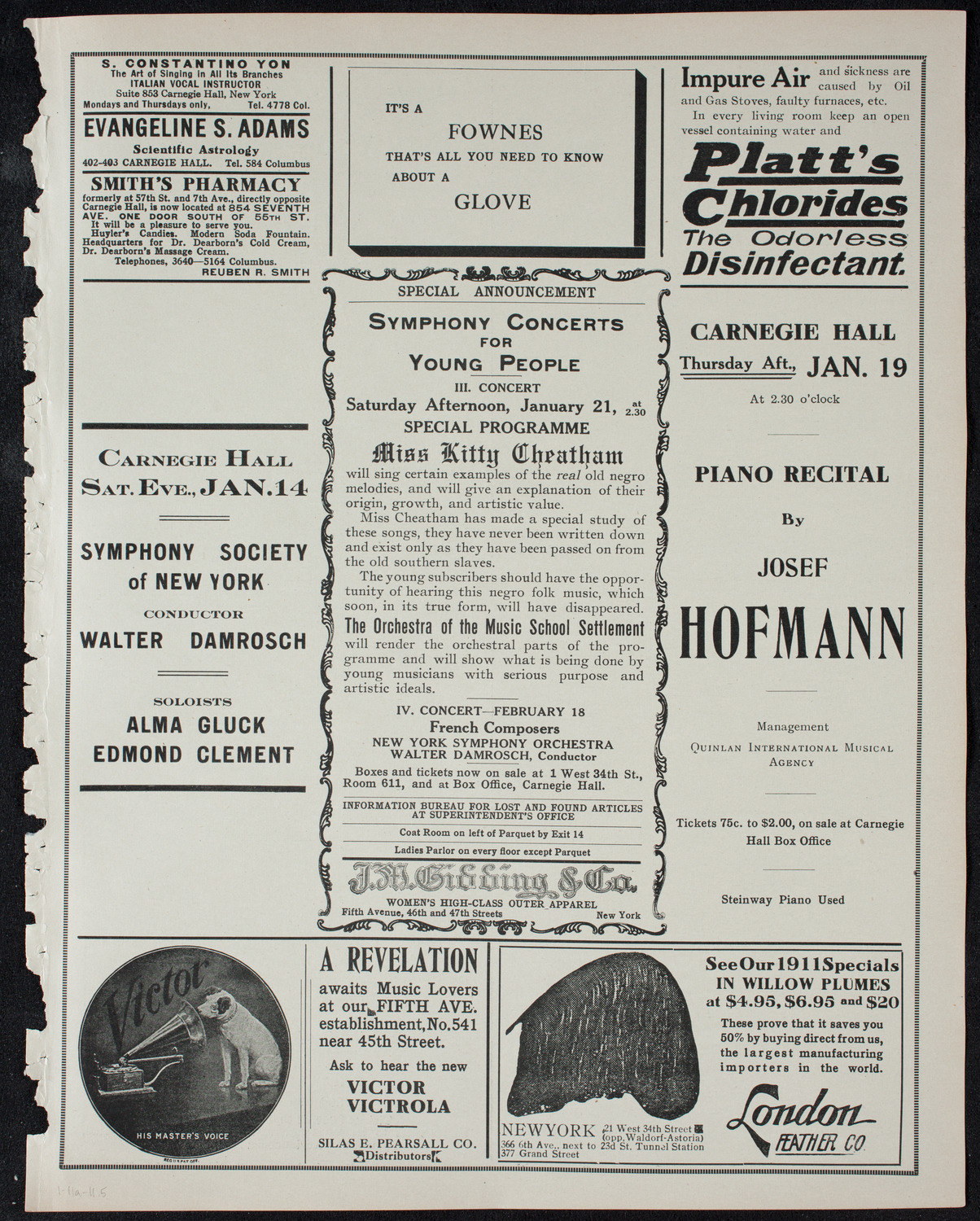 Lillian Nordica, Soprano, with the New York Symphony Orchestra, January 11, 1911, program page 9