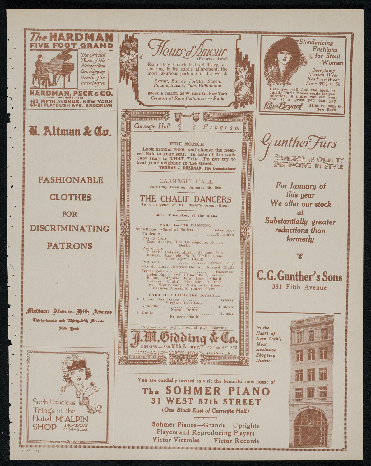 The Chalif Dancers, January 29, 1921, program page 5