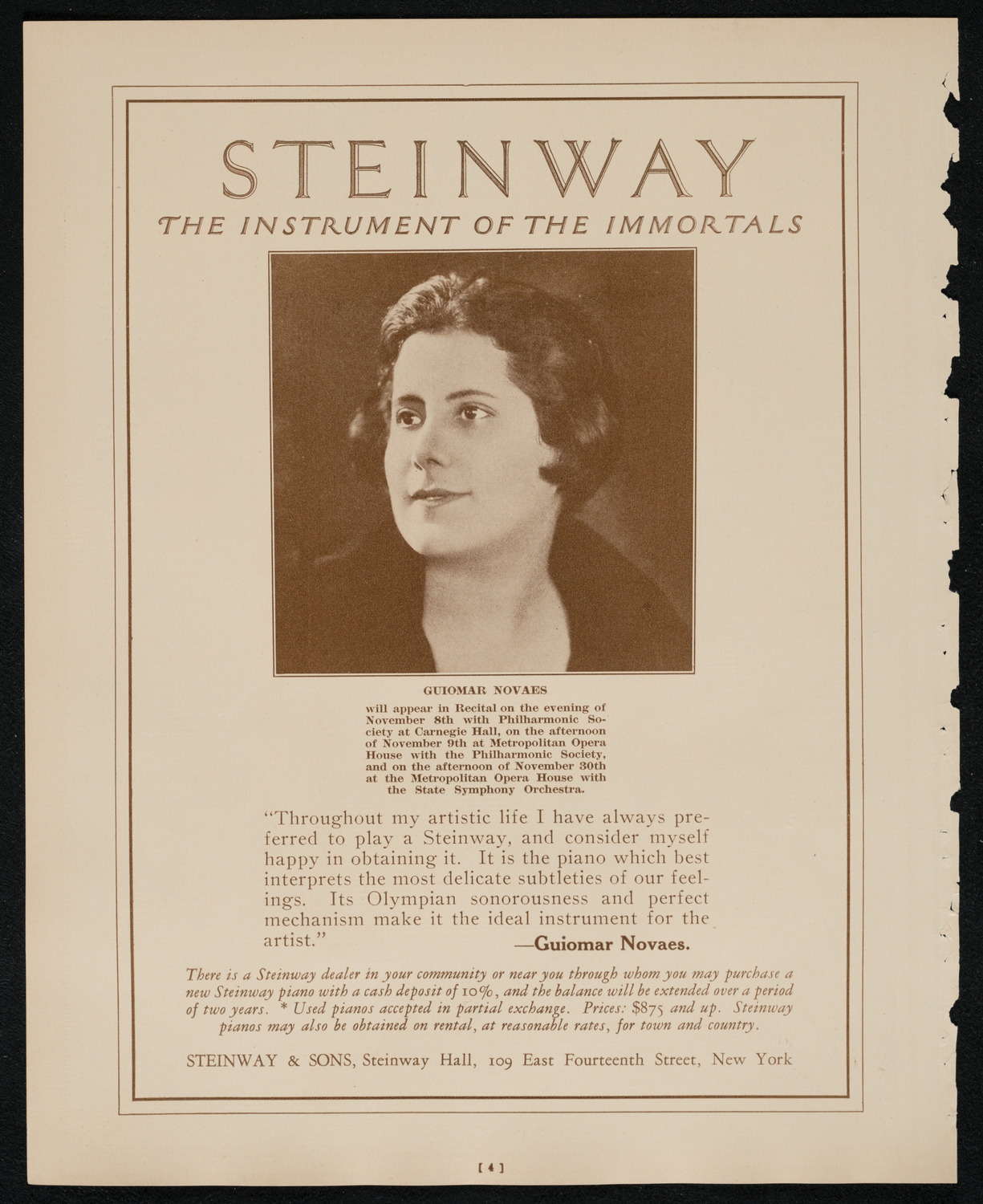 New York Philharmonic, November 8, 1924, program page 4