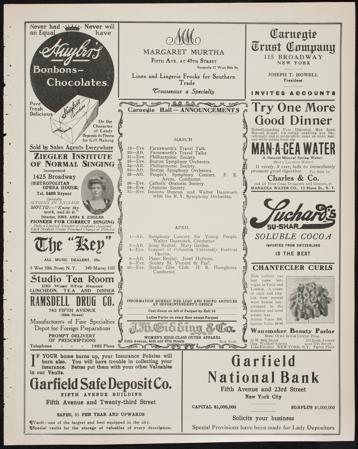 Volpe Symphony Society of New York, March 19, 1911, program page 3