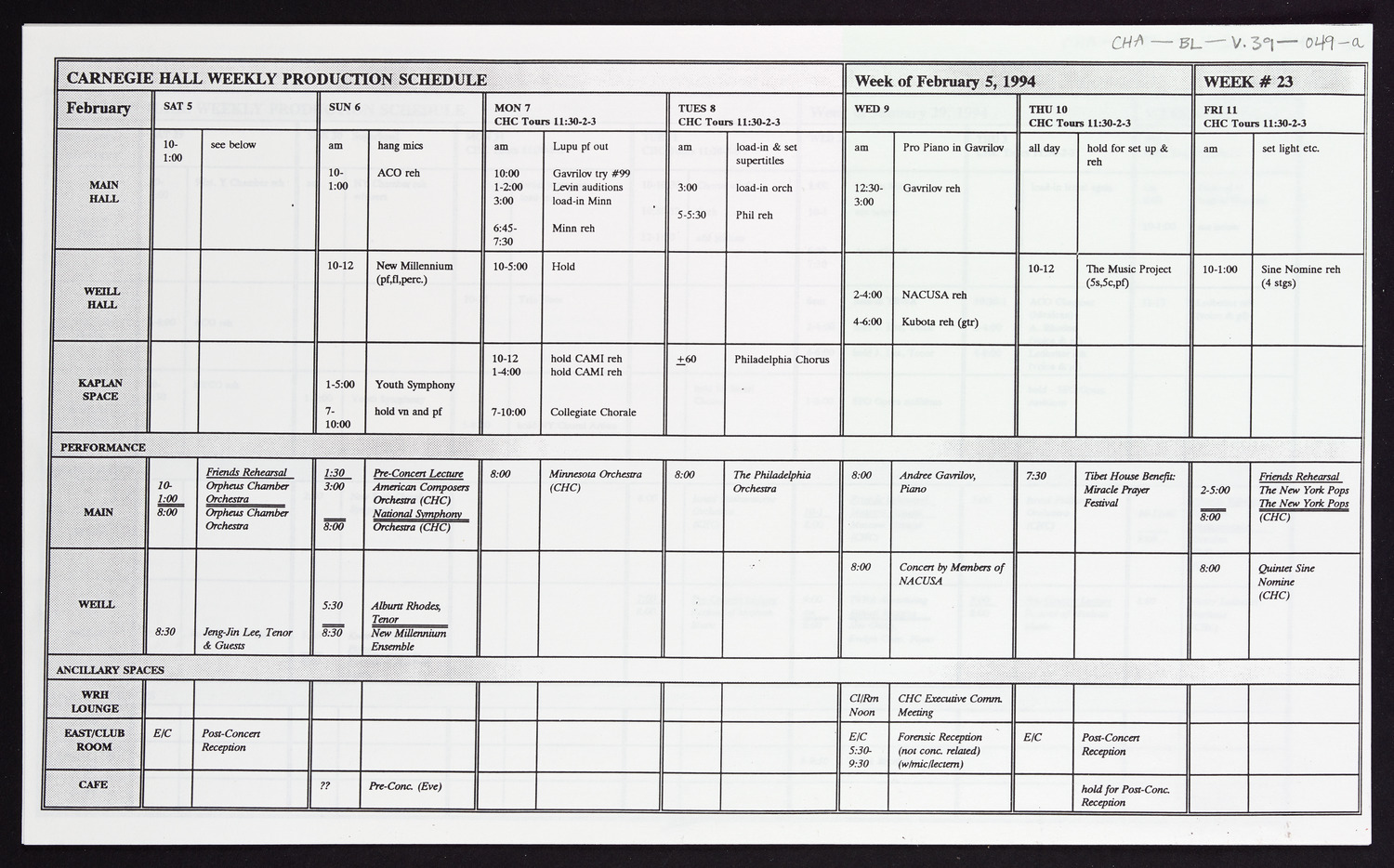 Carnegie Hall Booking Ledger, volume 39, page 49a