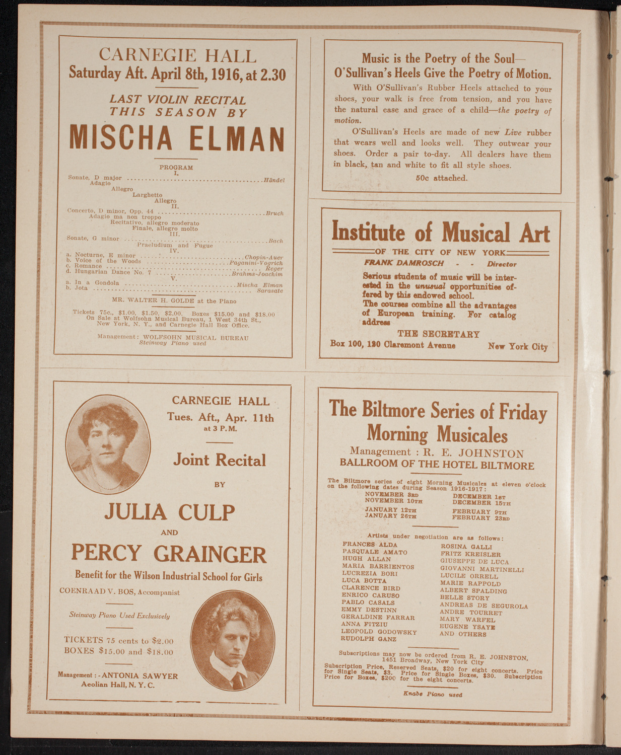 Olga Carrara, Soprano, April 4, 1916, program page 2