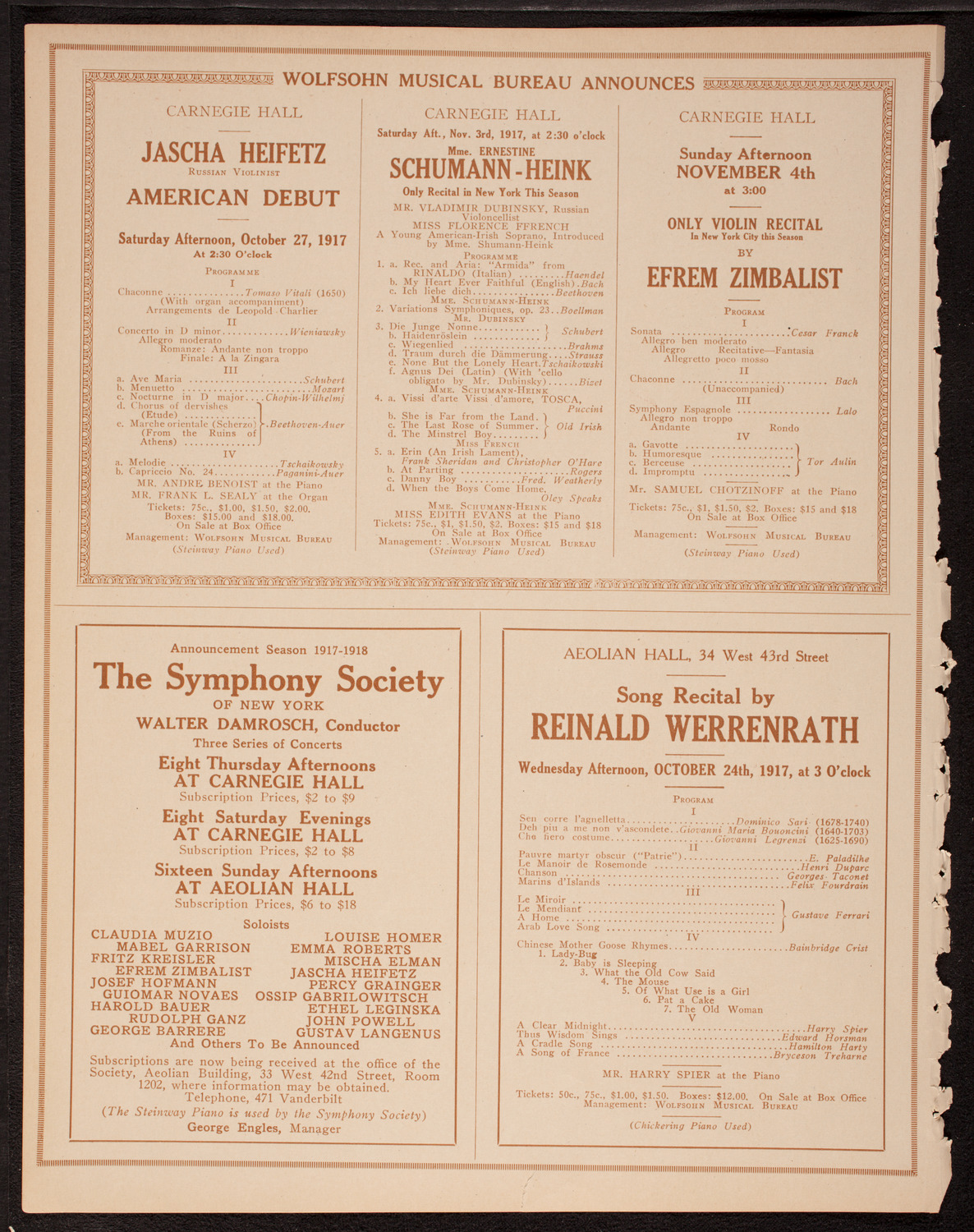 Meeting: The Humanitarian Cult, October 16, 1917, program page 8